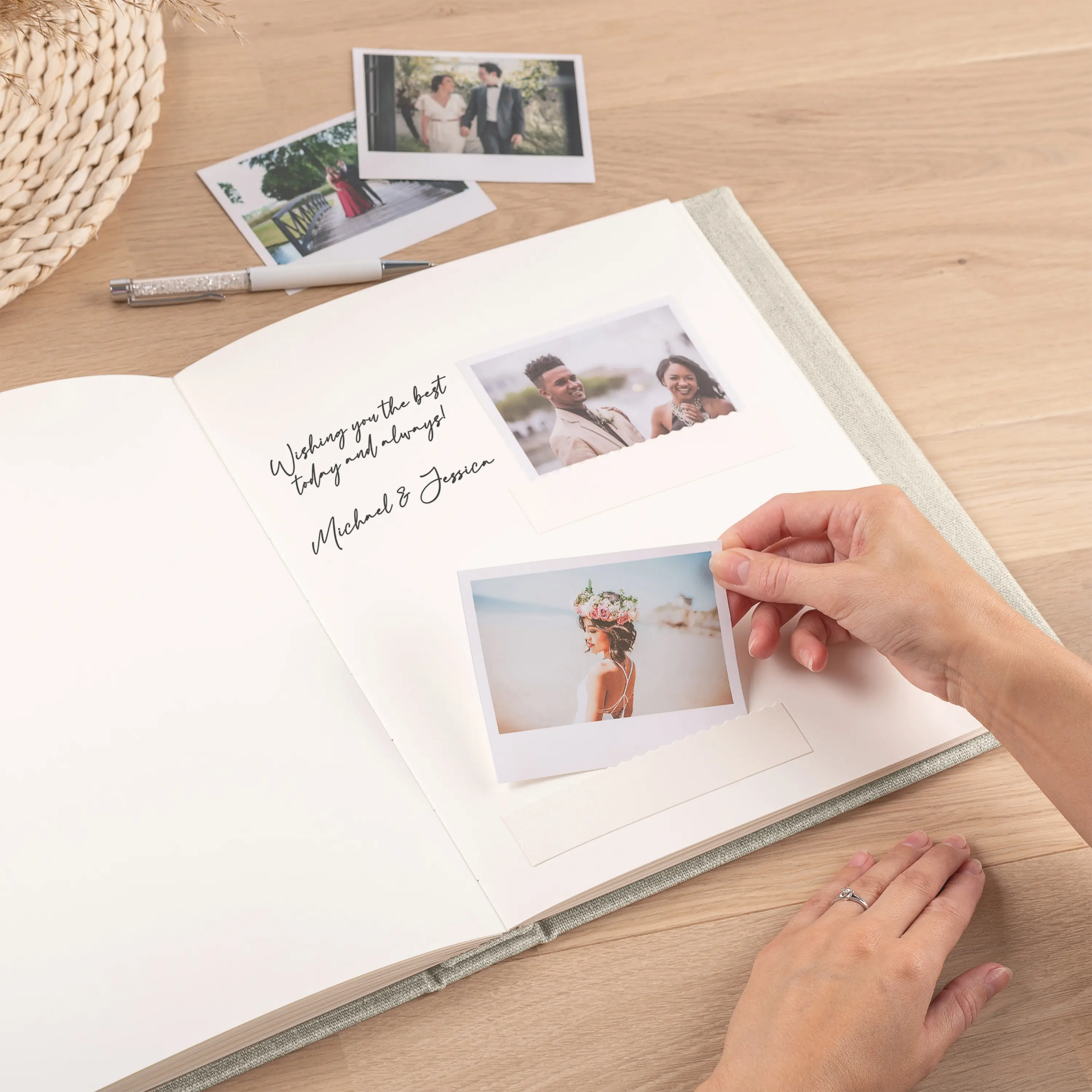 Linen Wedding Guest Book Vertical - Image 2