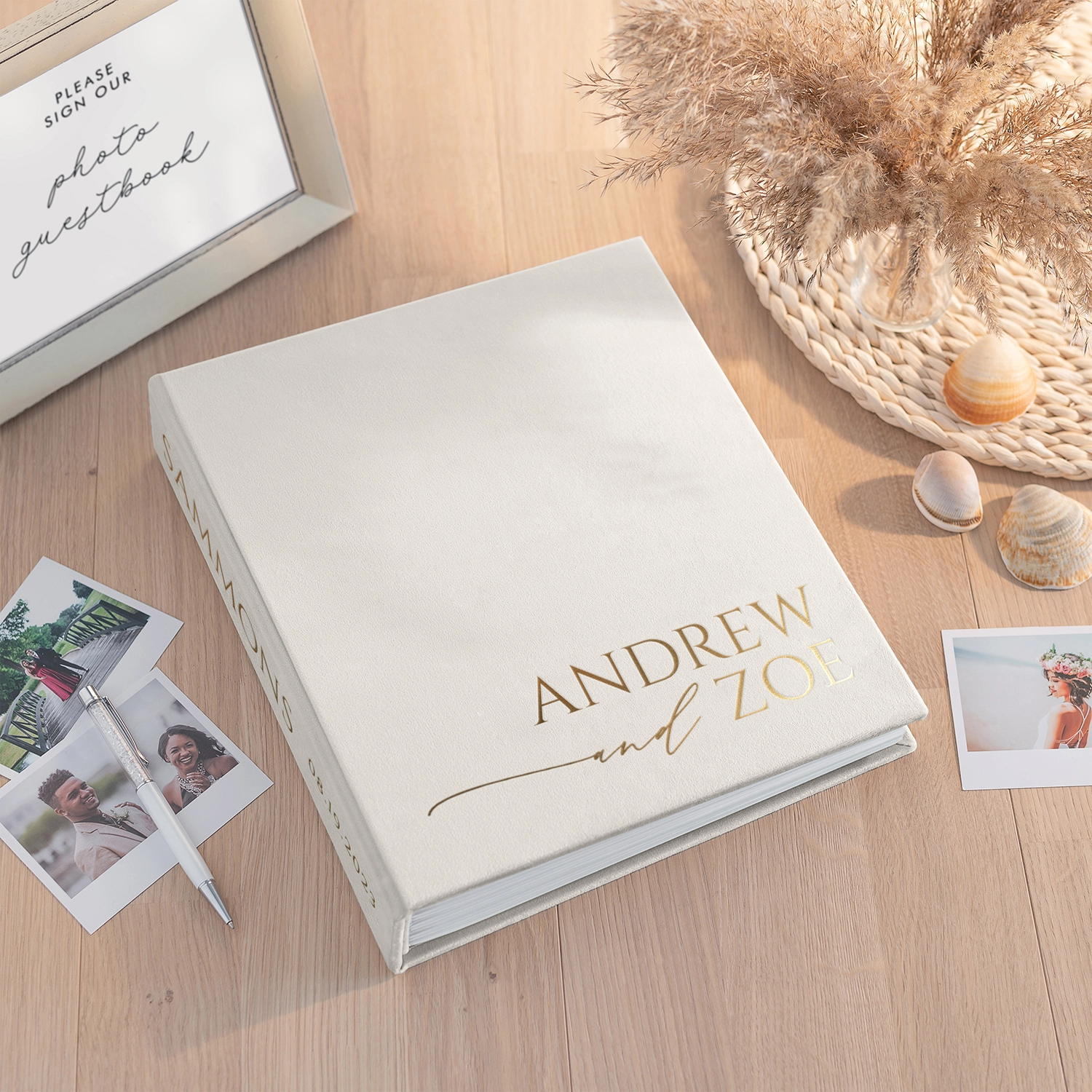 Velvet Wedding Guest Book Vertical - Image 2