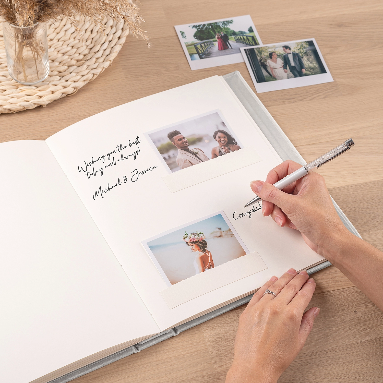 Velvet Wedding Guest Book Vertical - Image 4