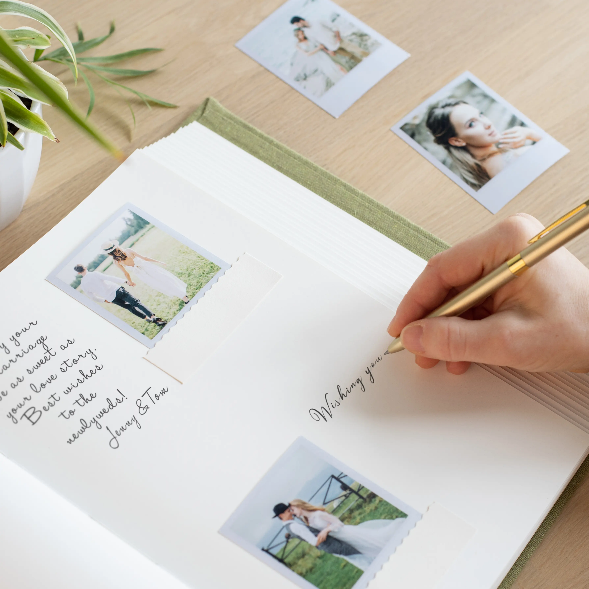 Linen Wedding Guest Book Vertical - Image 2