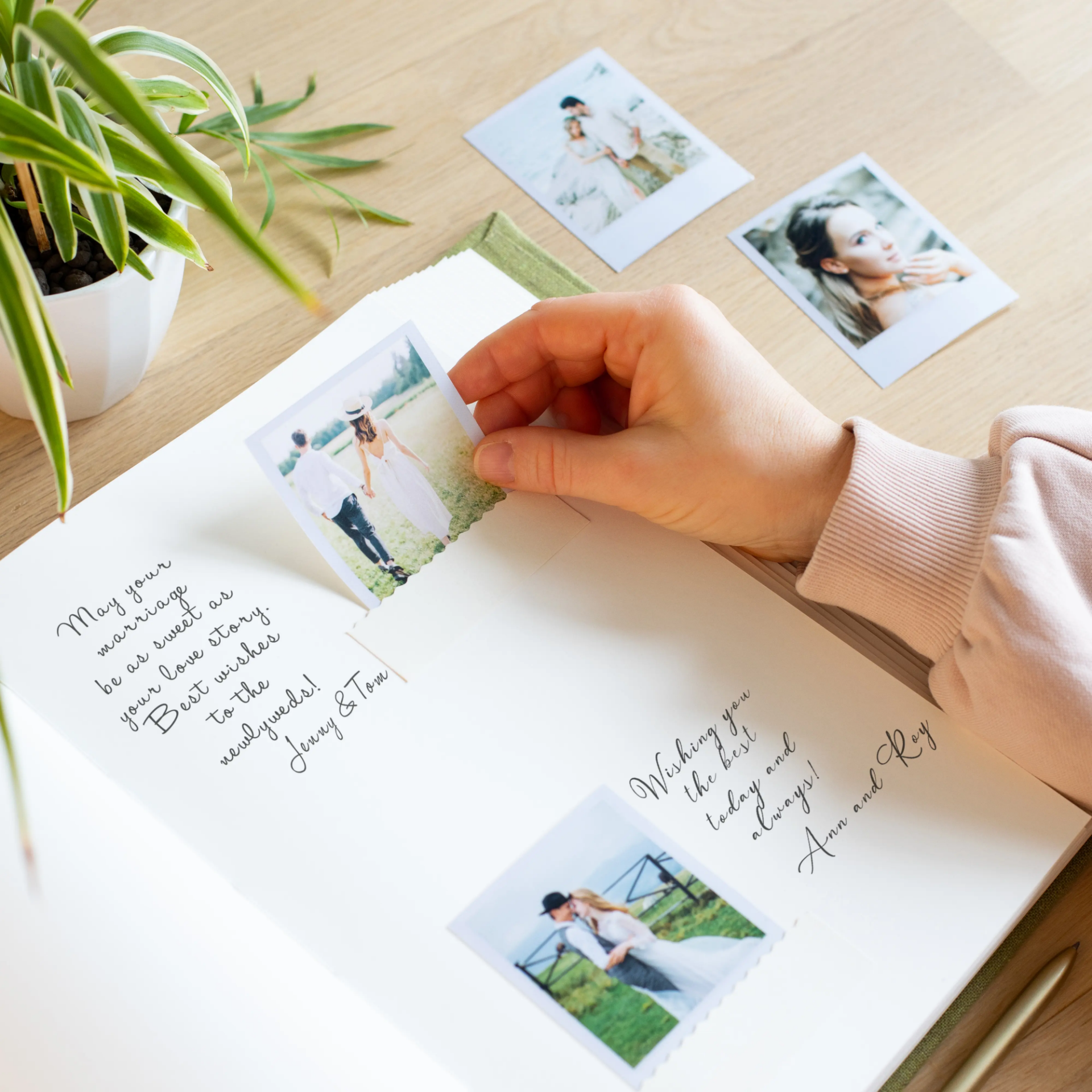 Linen Wedding Guest Book Vertical - Image 3