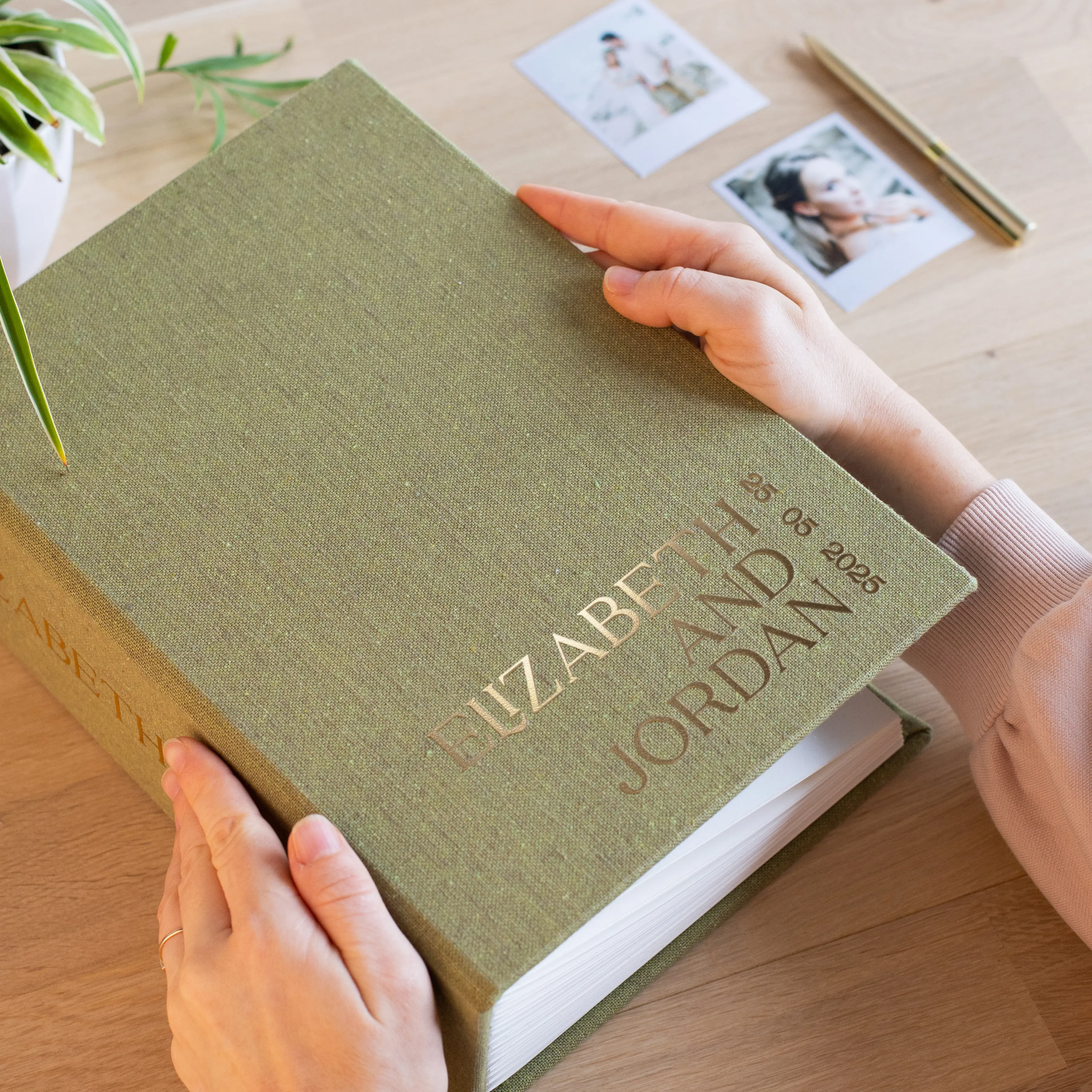 Linen Wedding Guest Book Vertical - Image 4