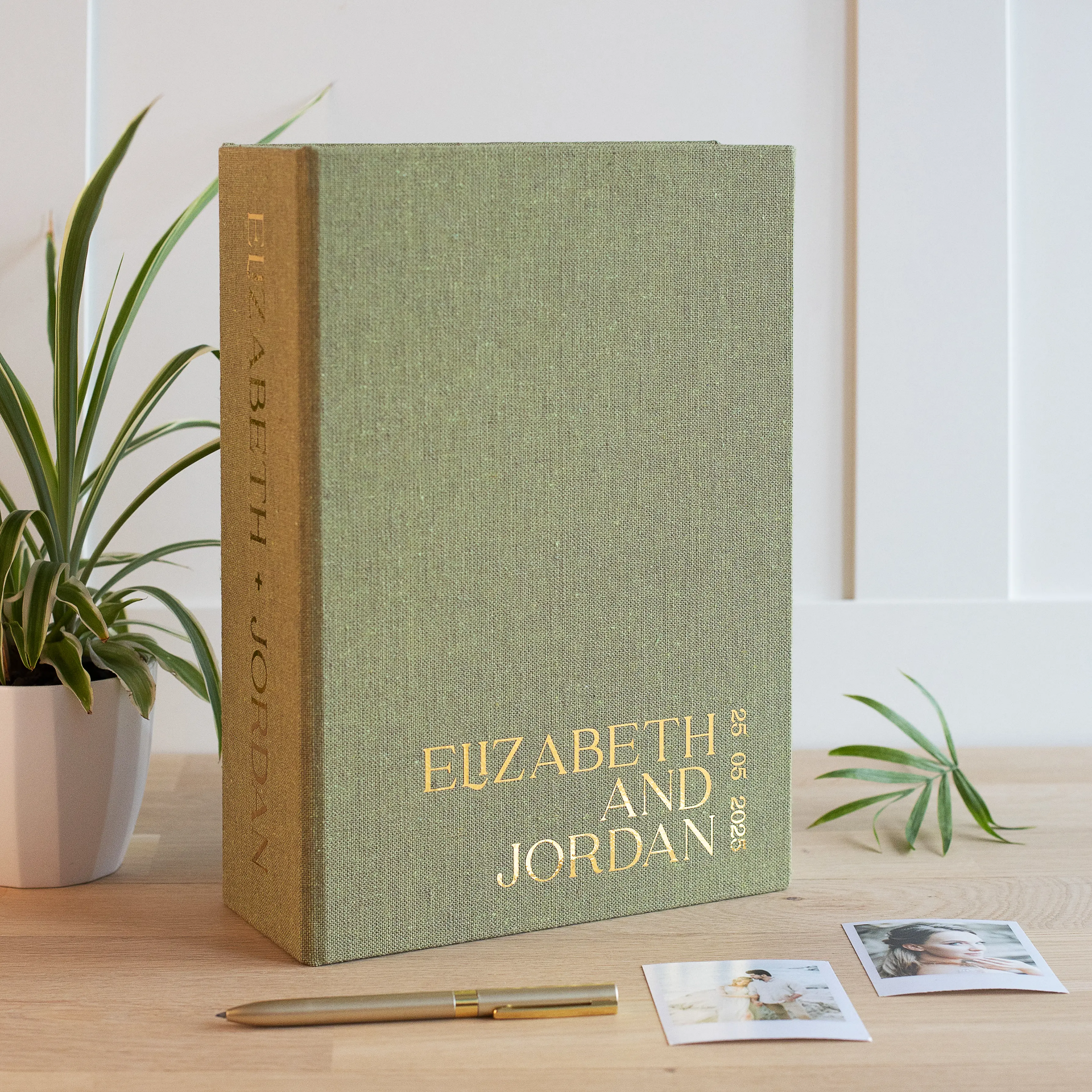 Linen Wedding Guest Book Vertical