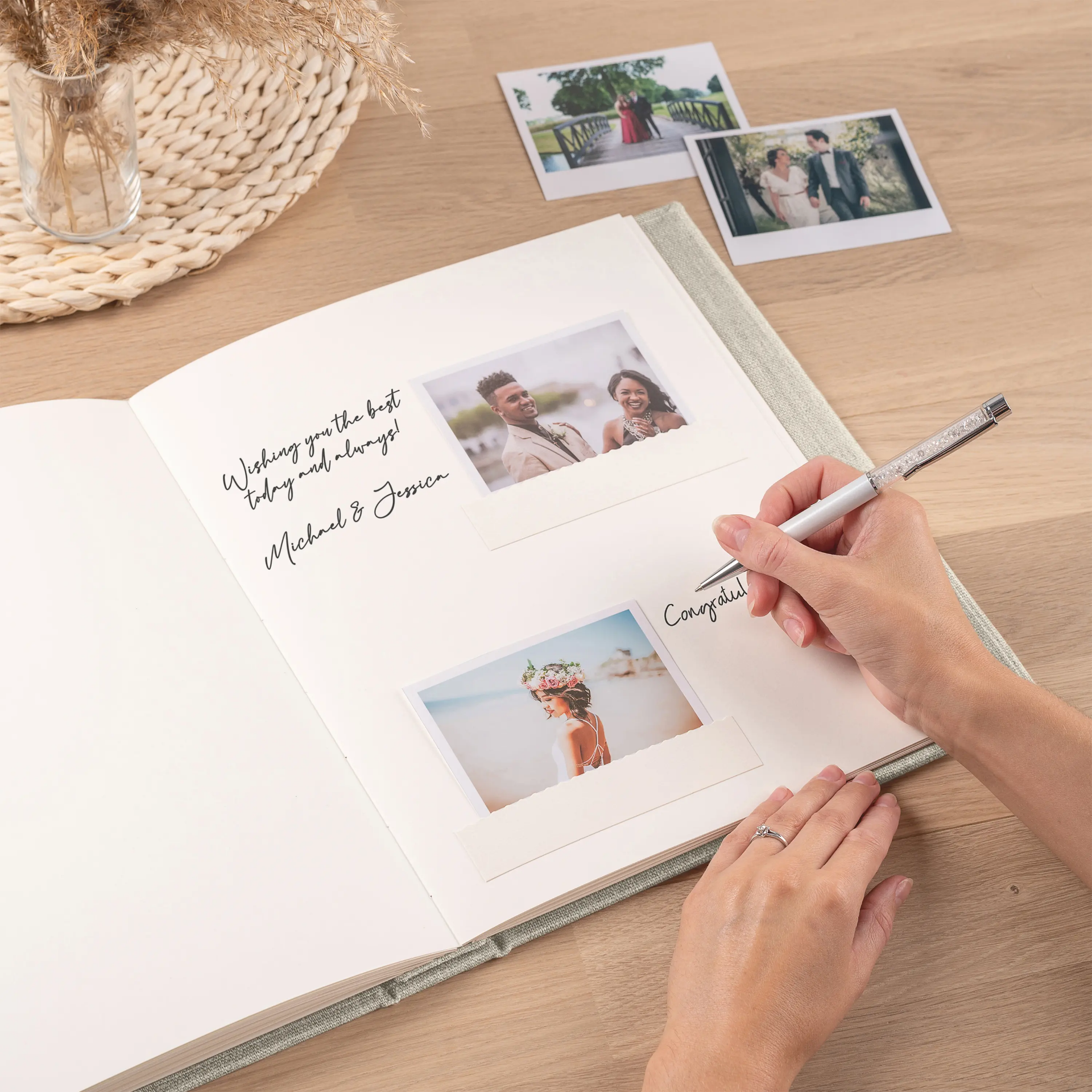 Linen Wedding Guest Book Vertical - Image 4
