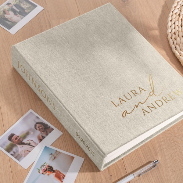 Linen Wedding Guest Book Vertical