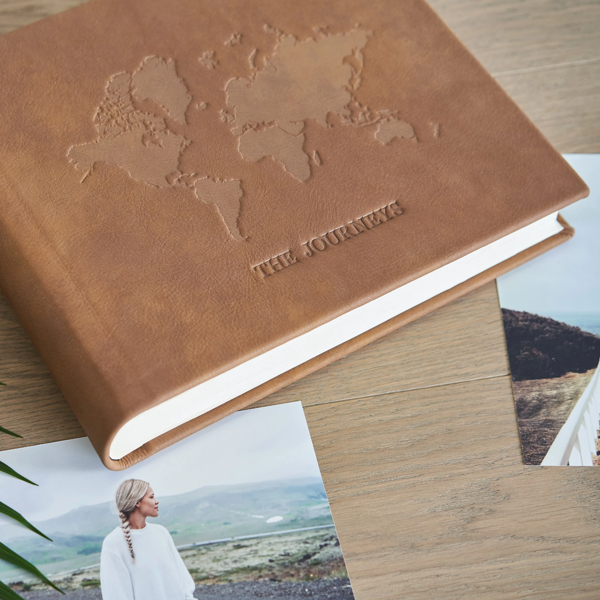 Leather Traditional Photo Album, Embossed World Map - Image 4
