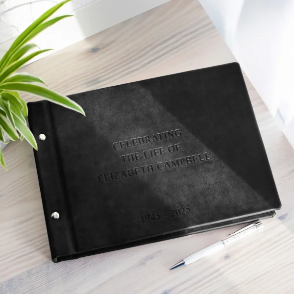 Leather Memorial Condolence Book, GBL