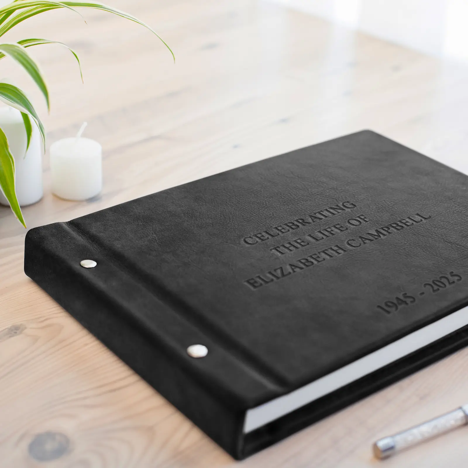 Leather Memorial Condolence Book, GBL - Image 3