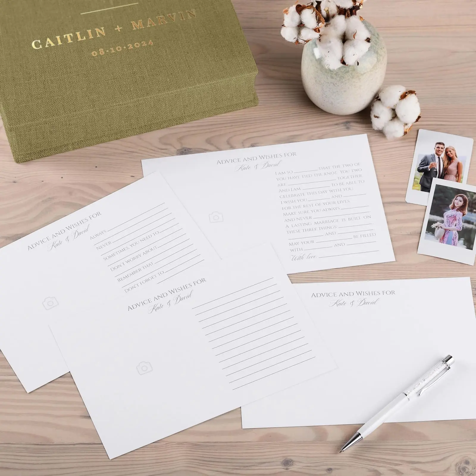Linen Box + Wedding Advice Cards, Design W179 - Image 6
