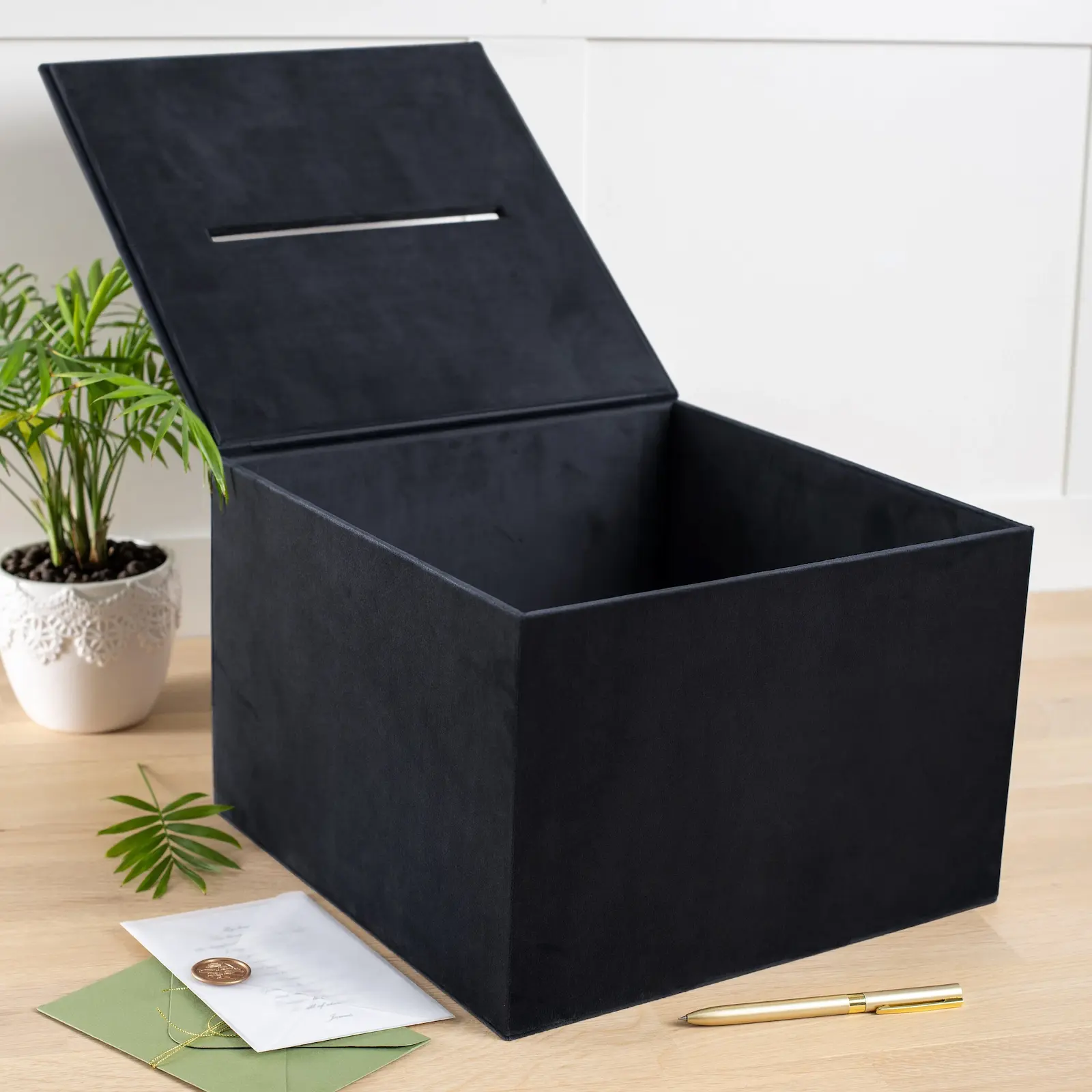 Velvet Wedding Card Box With Slot, Design W197 - Image 4