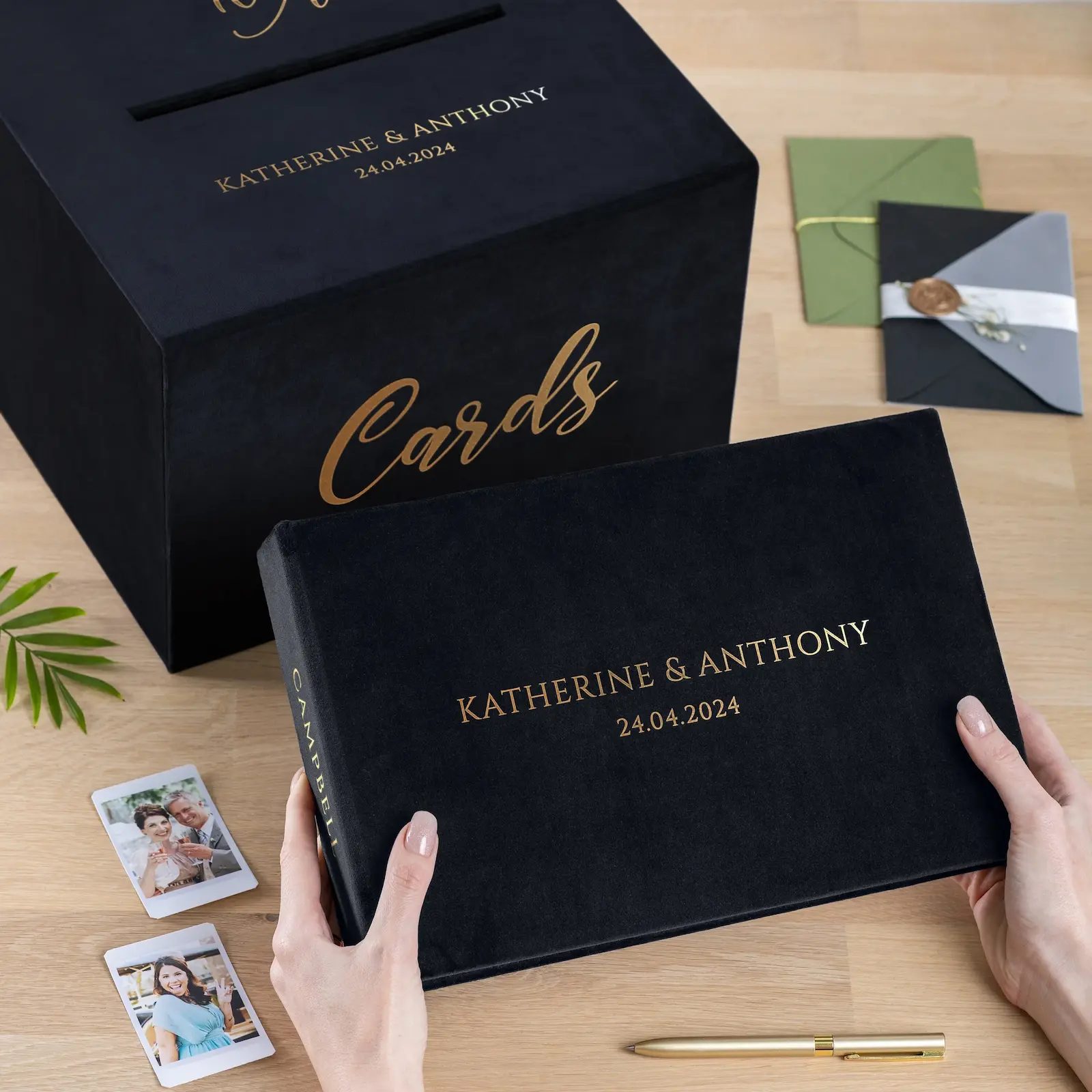 Velvet Wedding Card Box With Slot, Design W197 - Image 6