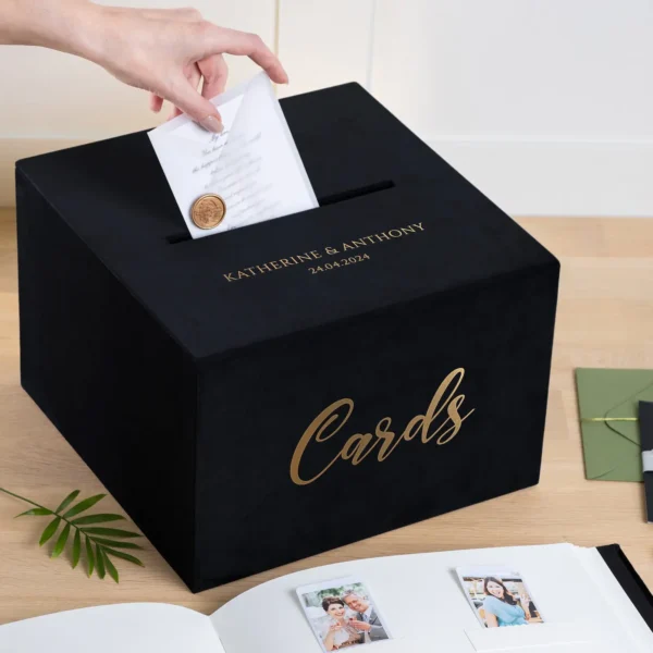 Velvet Wedding Card Box With Slot, Design W197