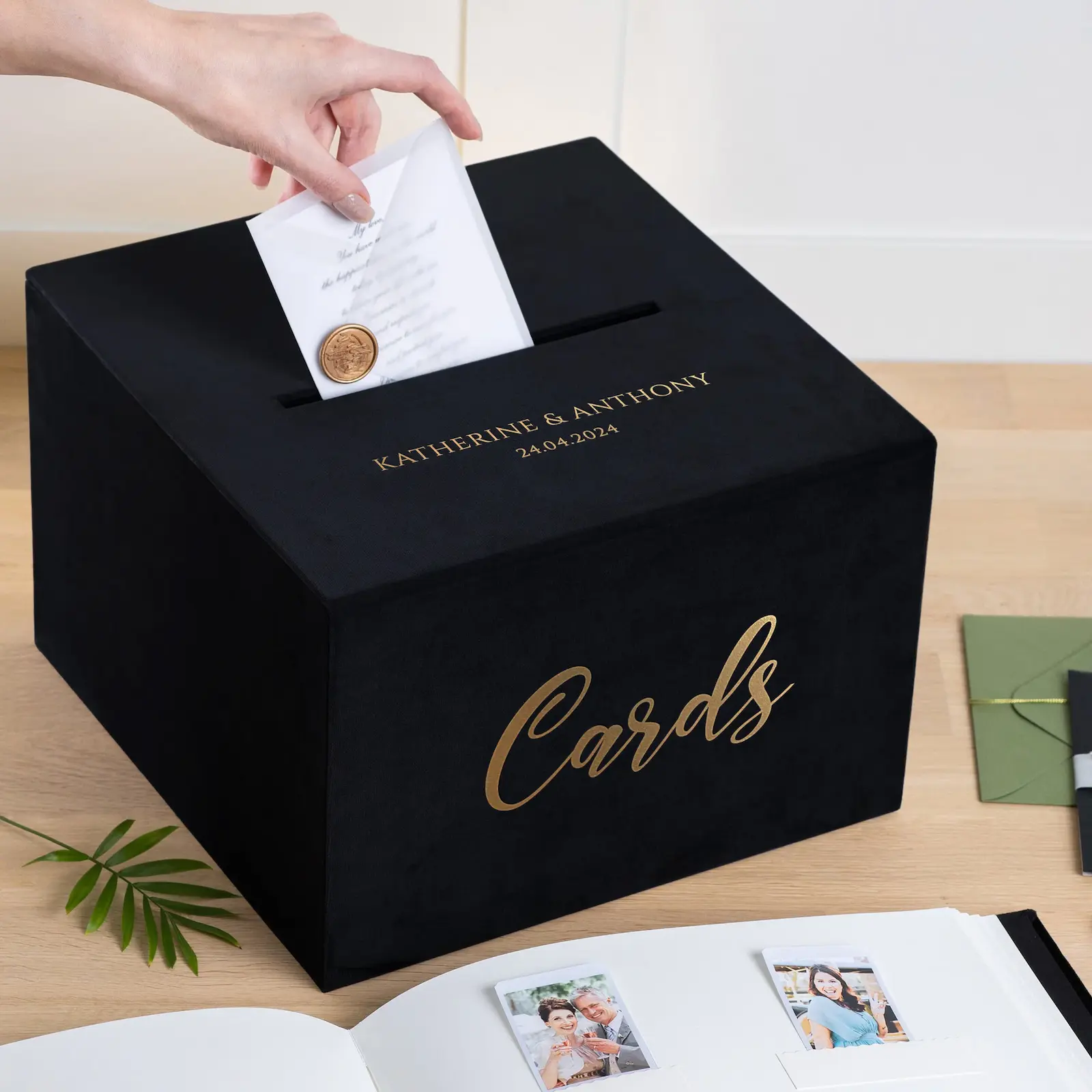 Velvet Wedding Card Box With Slot, Design W197