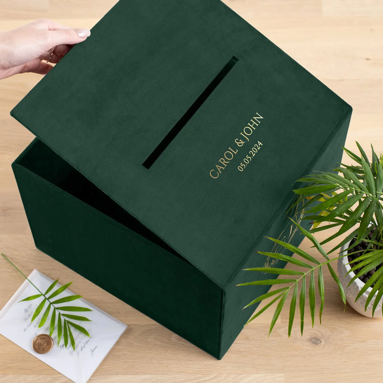 Velvet Wedding Card Box With Slot, Design W198 - Image 3