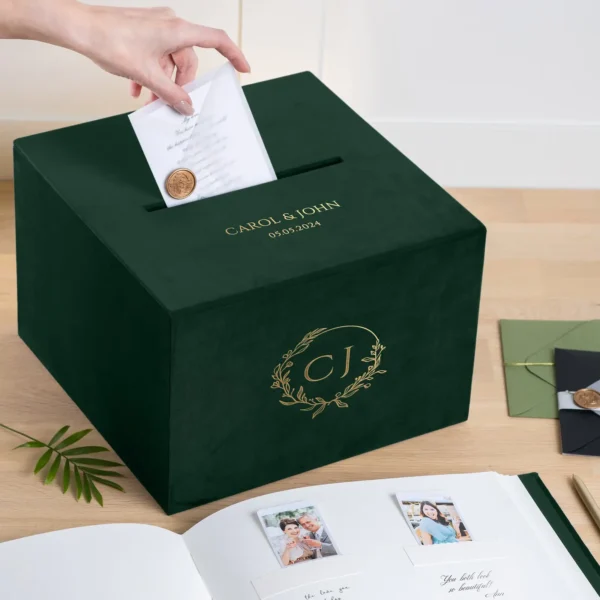 Velvet Wedding Card Box With Slot, Design W198