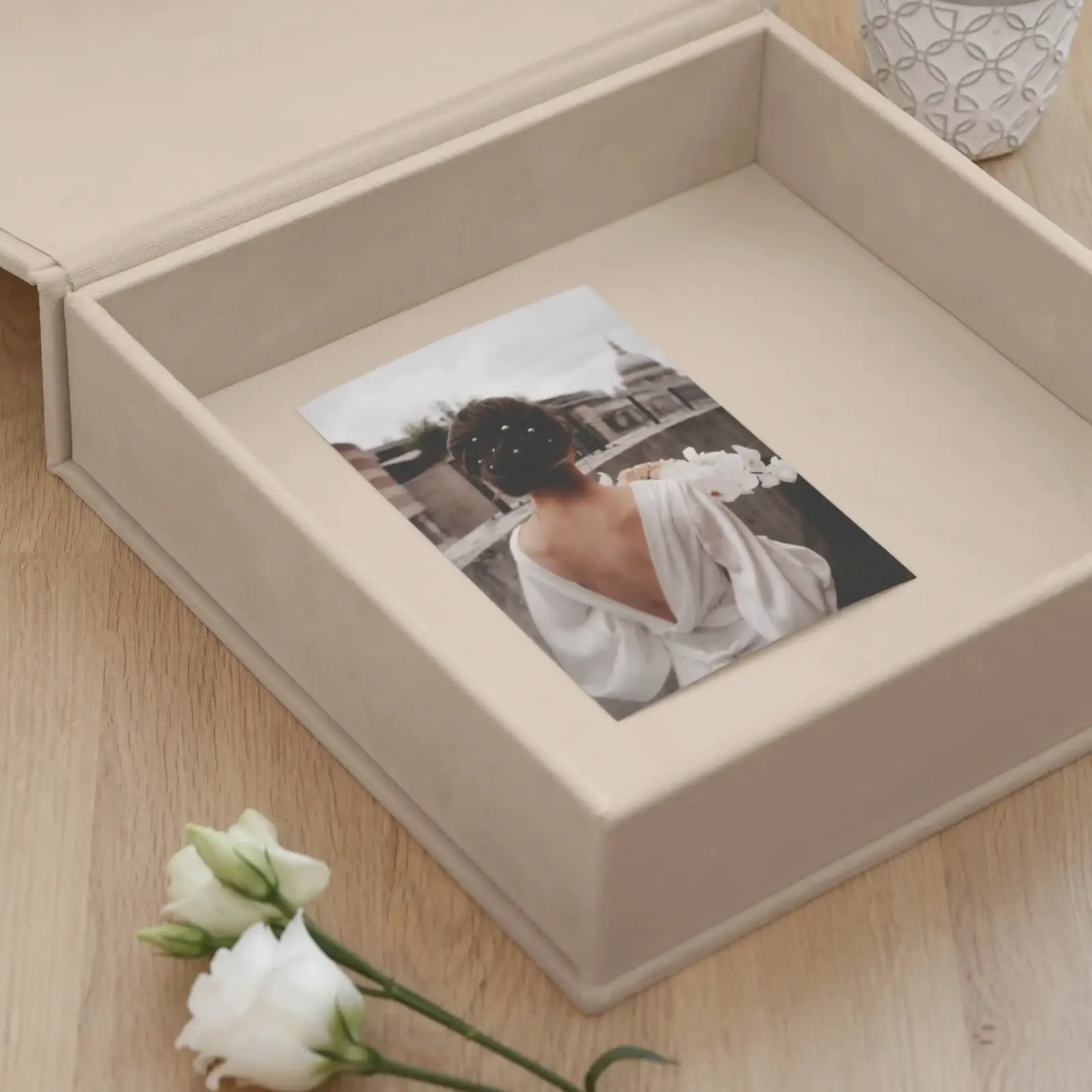 Velvet Wedding Keepsake Box, Photo Window, Magnet Closure, Design W231 - Image 3