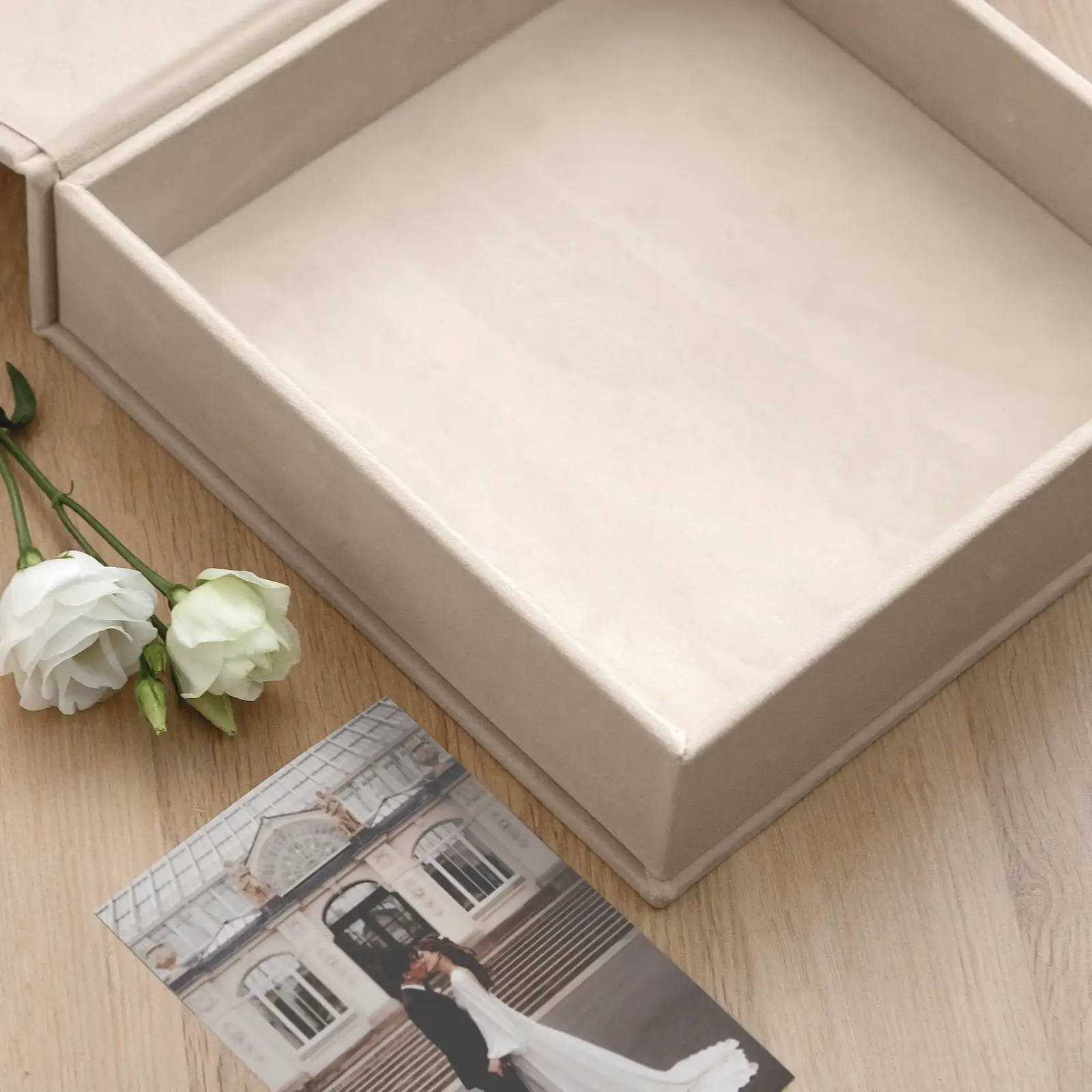 Velvet Wedding Keepsake Box, Photo Window, Magnet Closure, Design W231 - Image 4