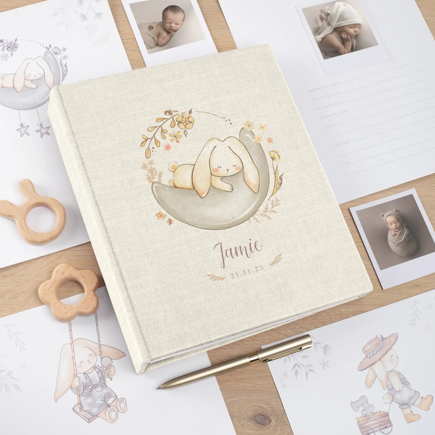 Linen Baby Photo Book, Limited Bunny Edition