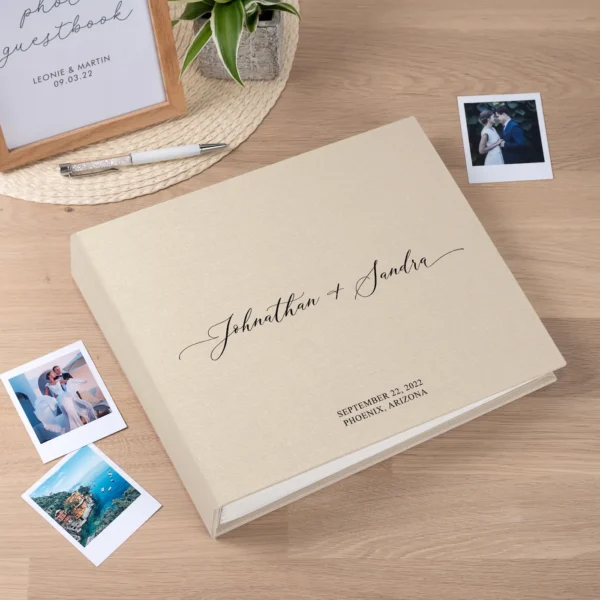 Linen Wedding Guest Book UV W13