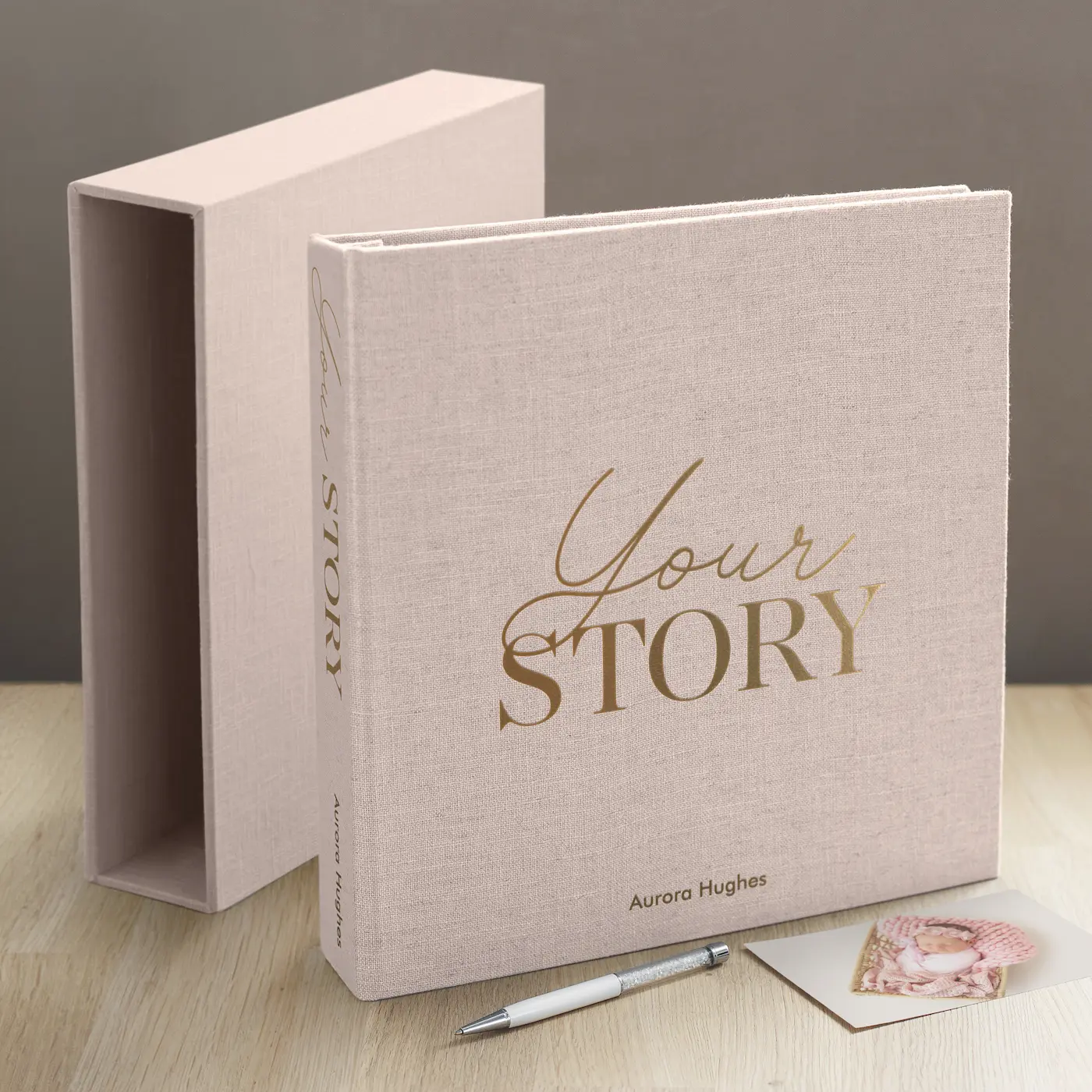 Linen Slip In Baby Photo Album for 100-1000 4x6 Photos - Image 4