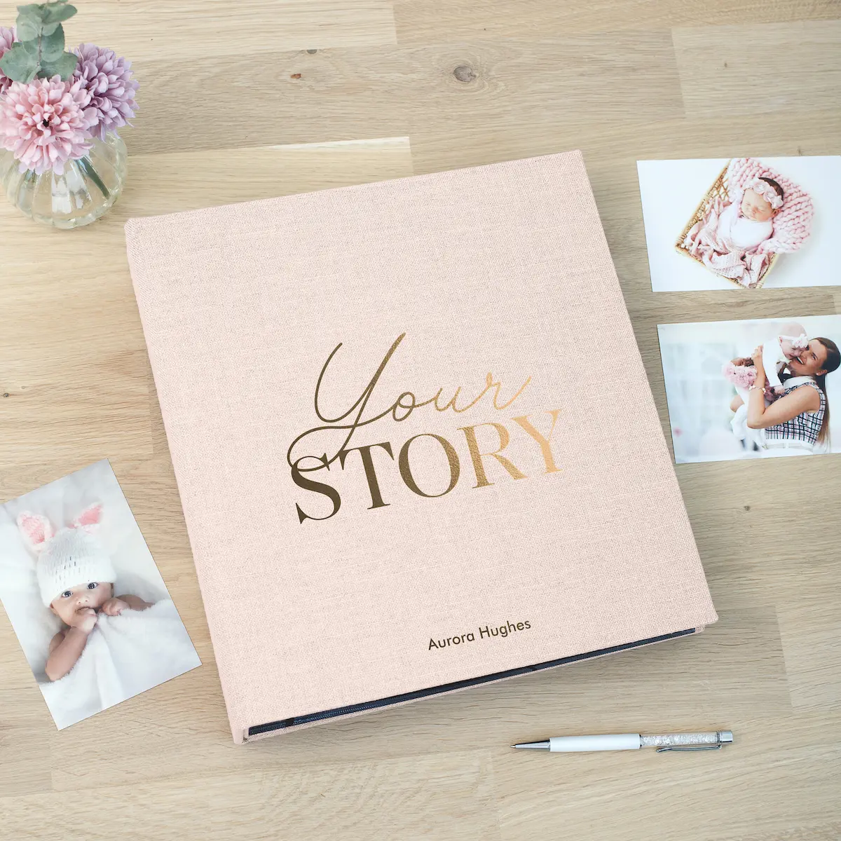 Linen Slip In Baby Photo Album for 100-1000 4x6 Photos - Image 5