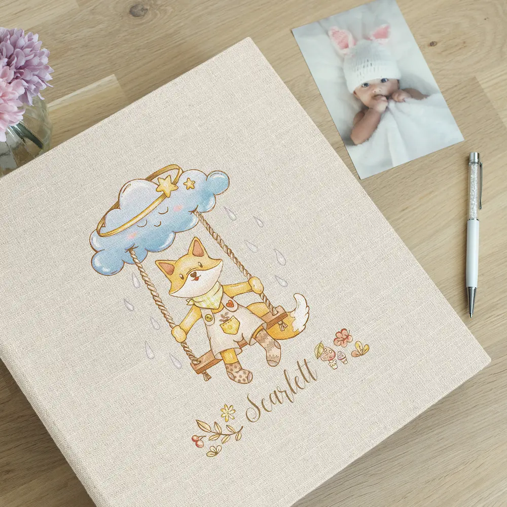 Linen Slip In Baby Photo Album for 100-1000 4x6 Photos - Image 4