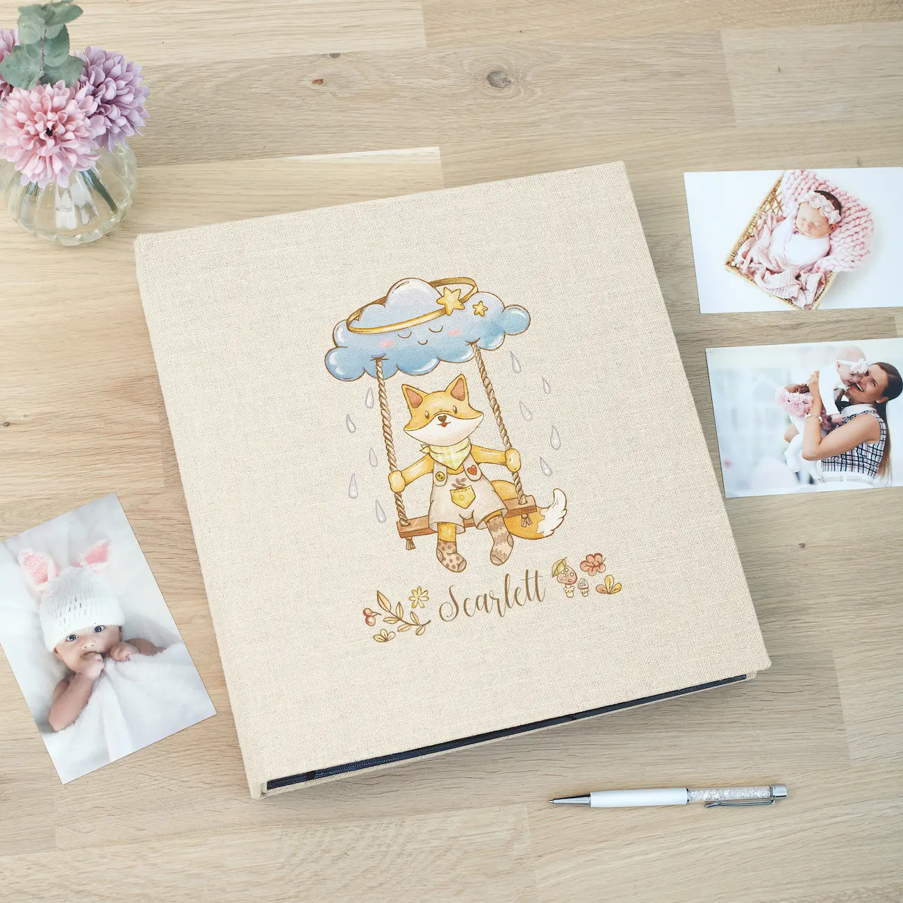 Linen Slip In Baby Photo Album for 100-1000 4x6 Photos - Image 5