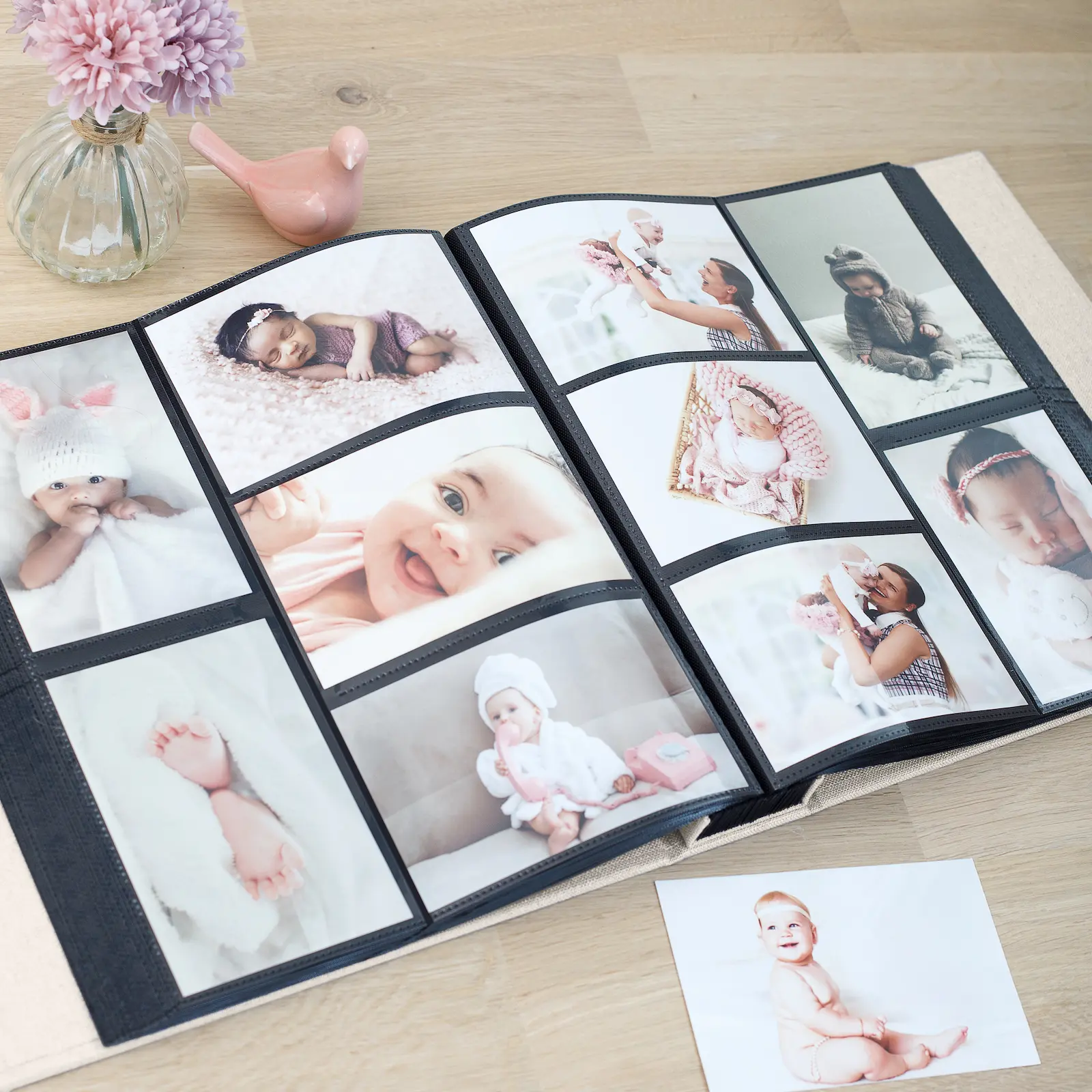 Linen Slip In Baby Photo Album for 100-1000 4x6 Photos - Image 3