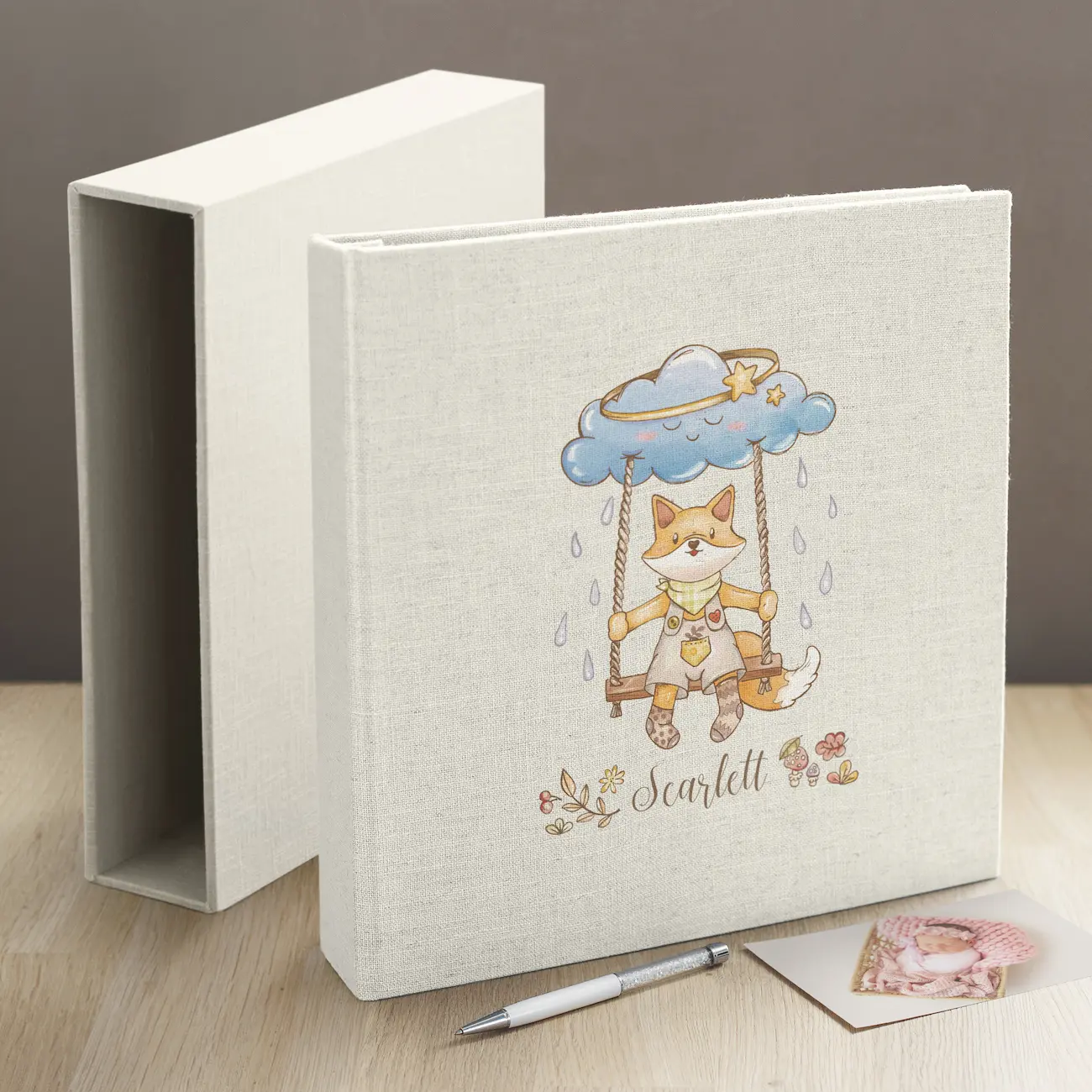 Linen Slip In Baby Photo Album for 100-1000 4x6 Photos - Image 6