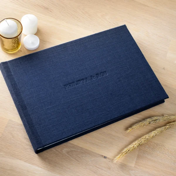 Linen Lay Flat Photo Album, Embossed Cover