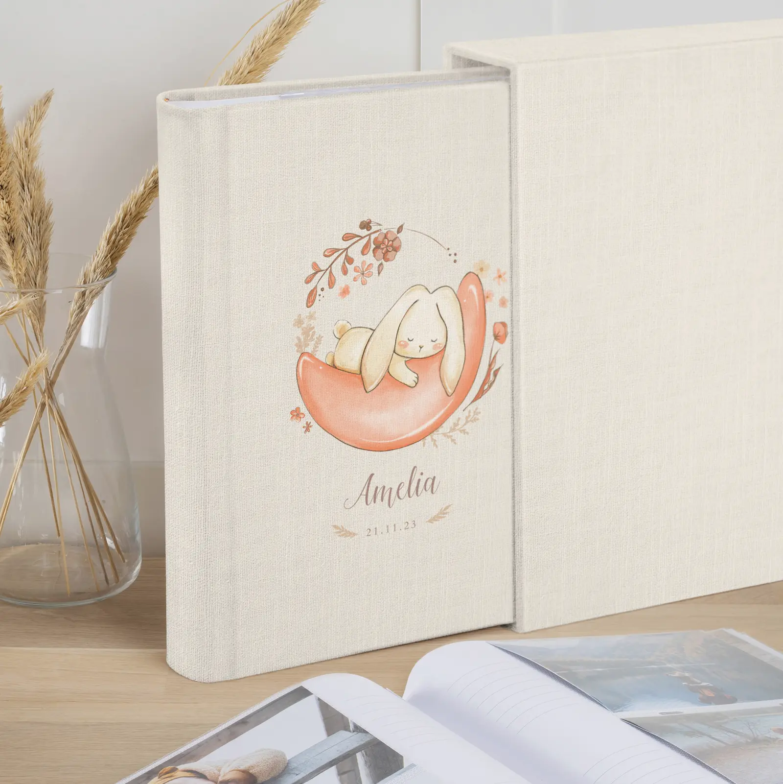 Linen Baby Slip In Photo Album for 300 4x6 Photos - Image 5