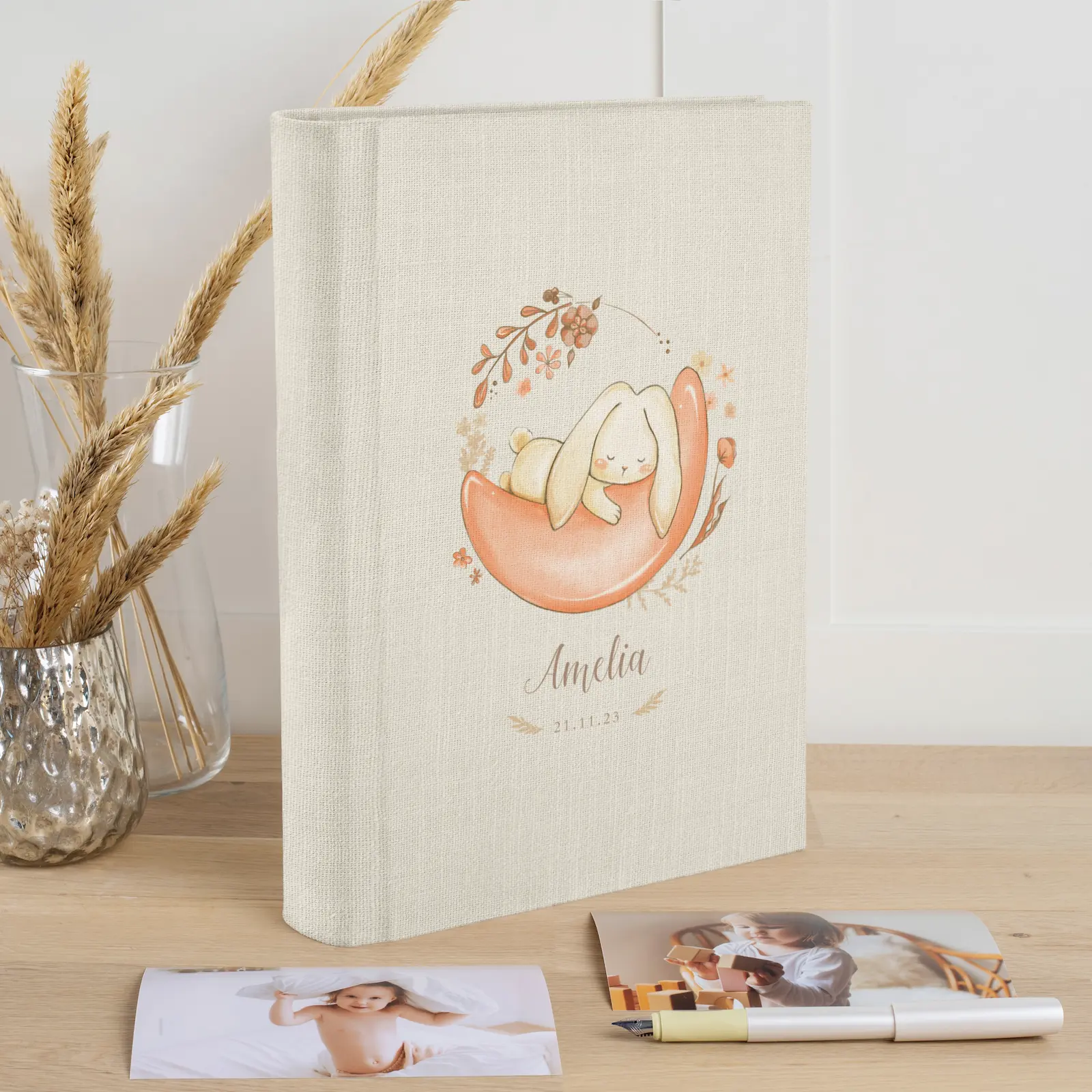 Linen Baby Slip In Photo Album for 300 4x6 Photos - Image 4