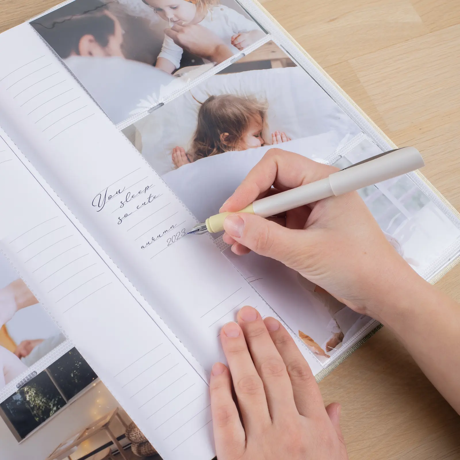 Linen Baby Slip In Photo Album for 300 4x6 Photos - Image 3