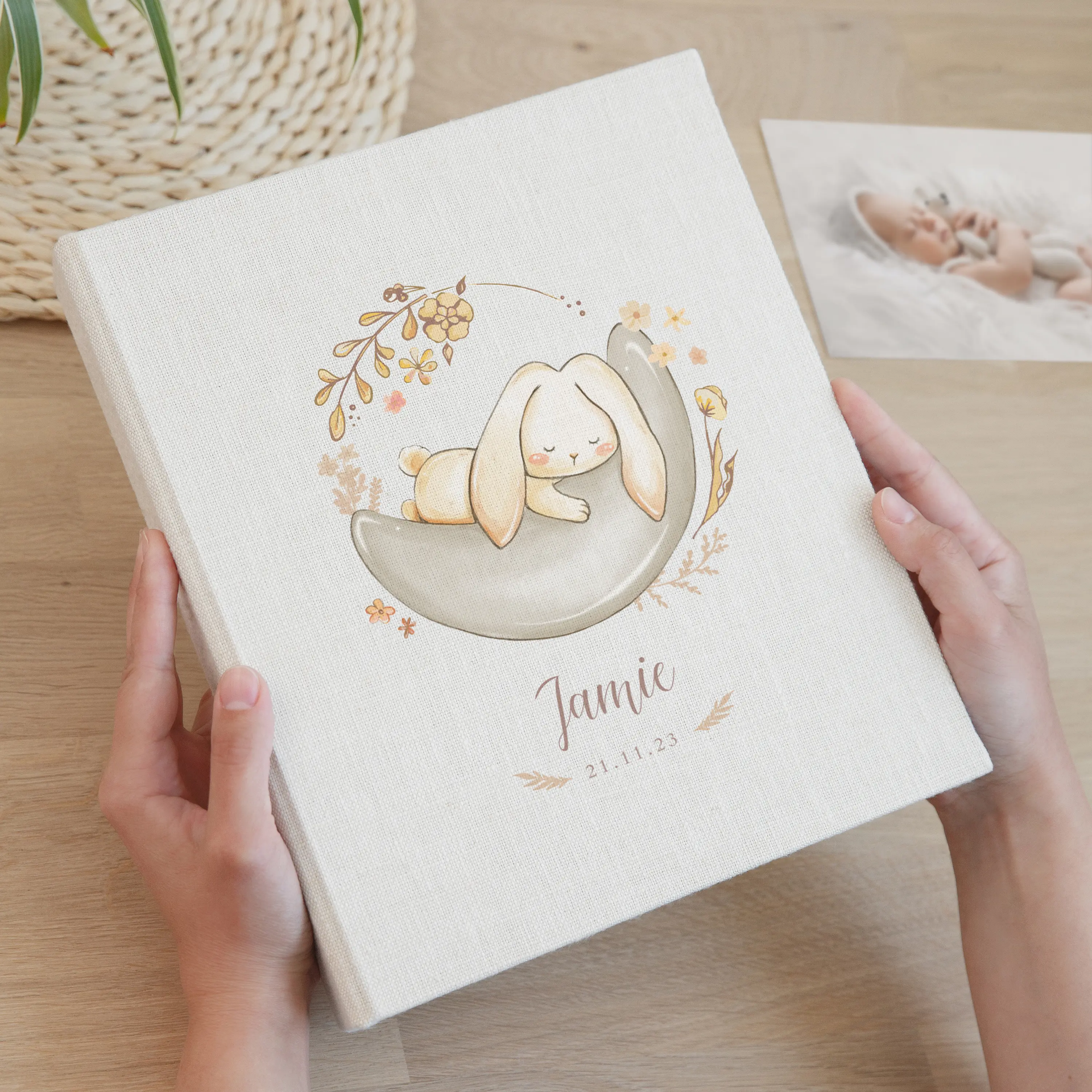 Linen Baby Slip In Photo Album for 40-400 4x6 or 5x7 Photos - Image 4