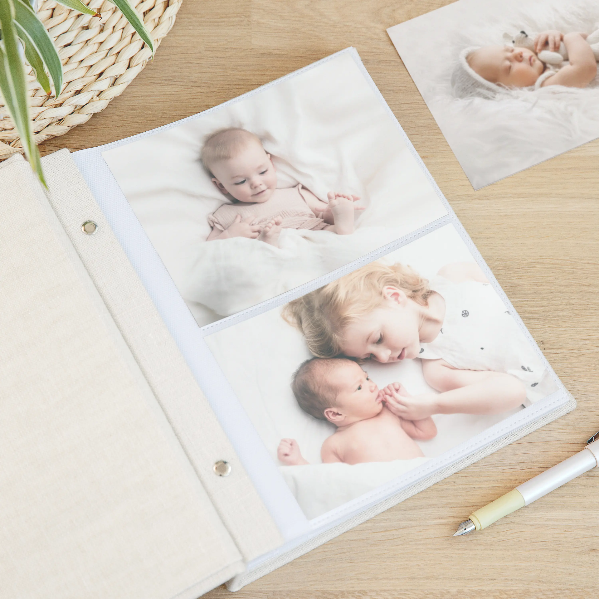 Linen Baby Slip In Photo Album for 40-400 4x6 or 5x7 Photos - Image 2