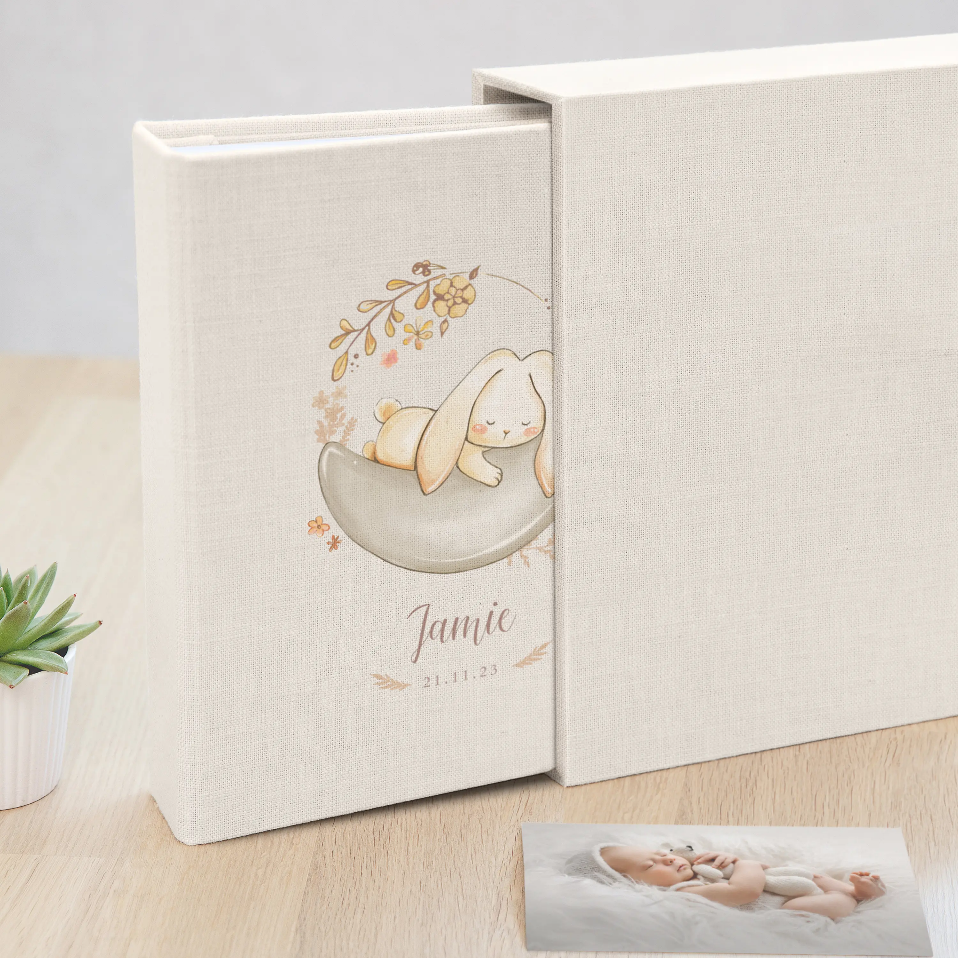 Linen Baby Slip In Photo Album for 40-400 4x6 or 5x7 Photos - Image 5