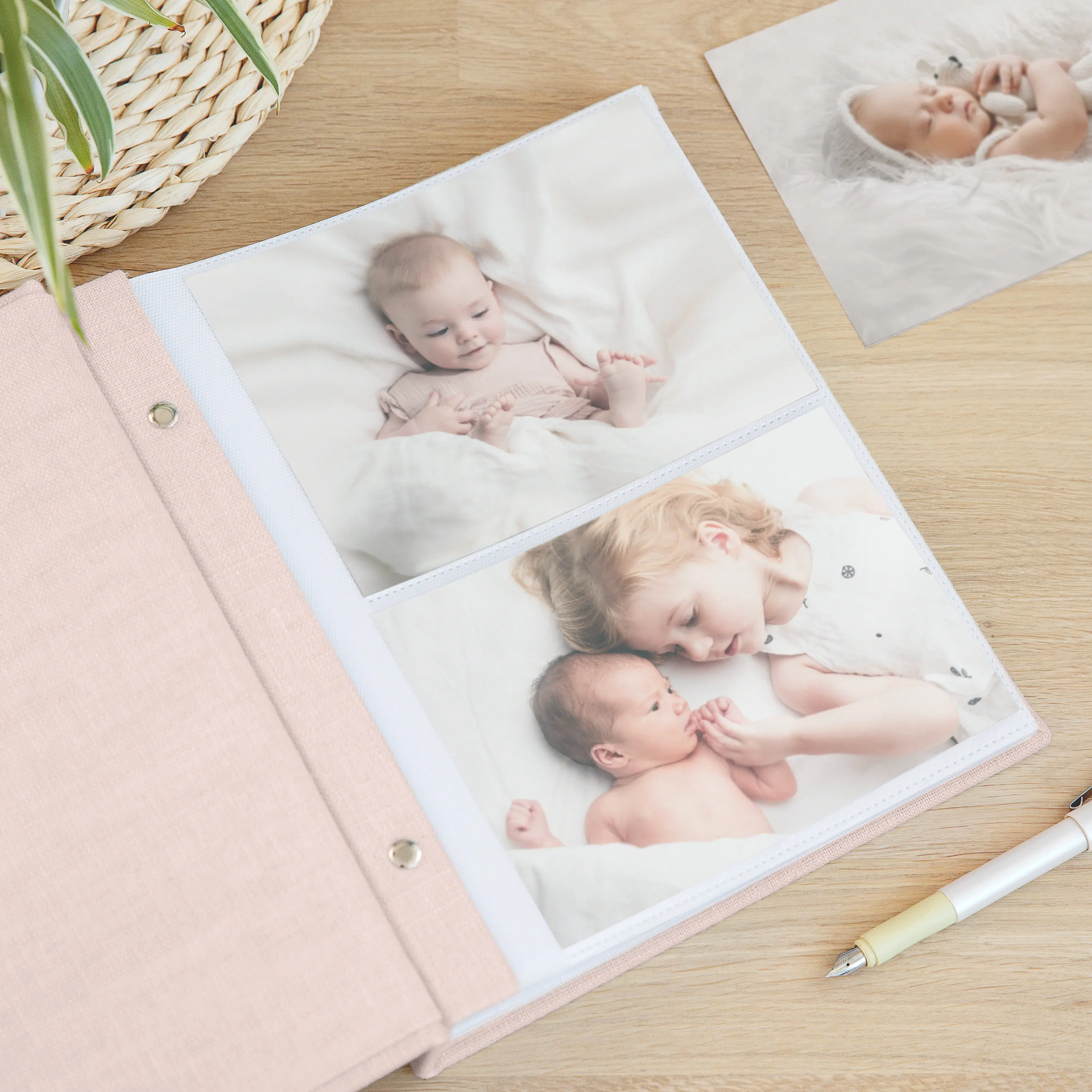 Linen Baby Slip In Photo Album for 40-400 4x6 Photos - Image 2
