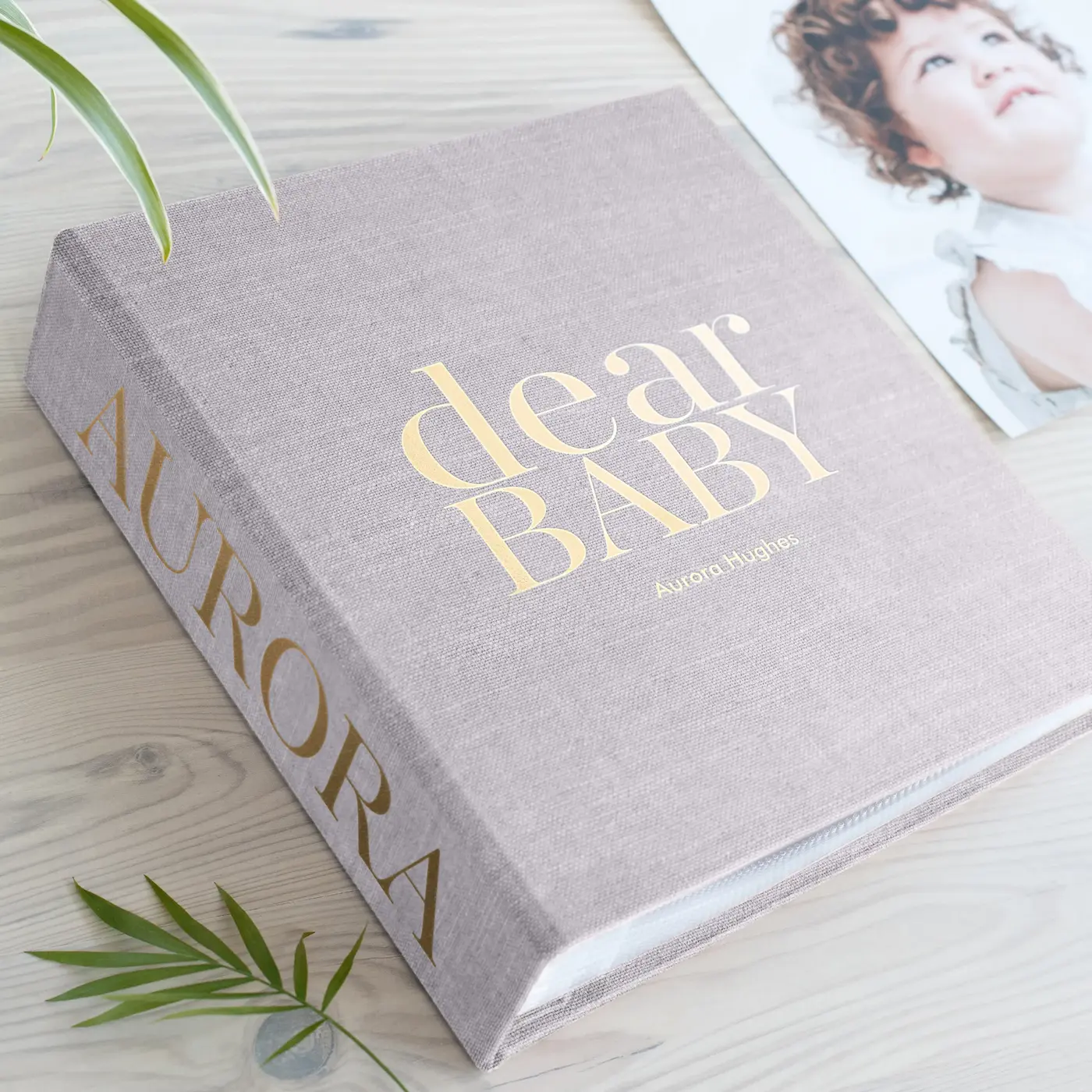 Linen Baby Slip In Photo Album for 8x10 Photos - Image 6