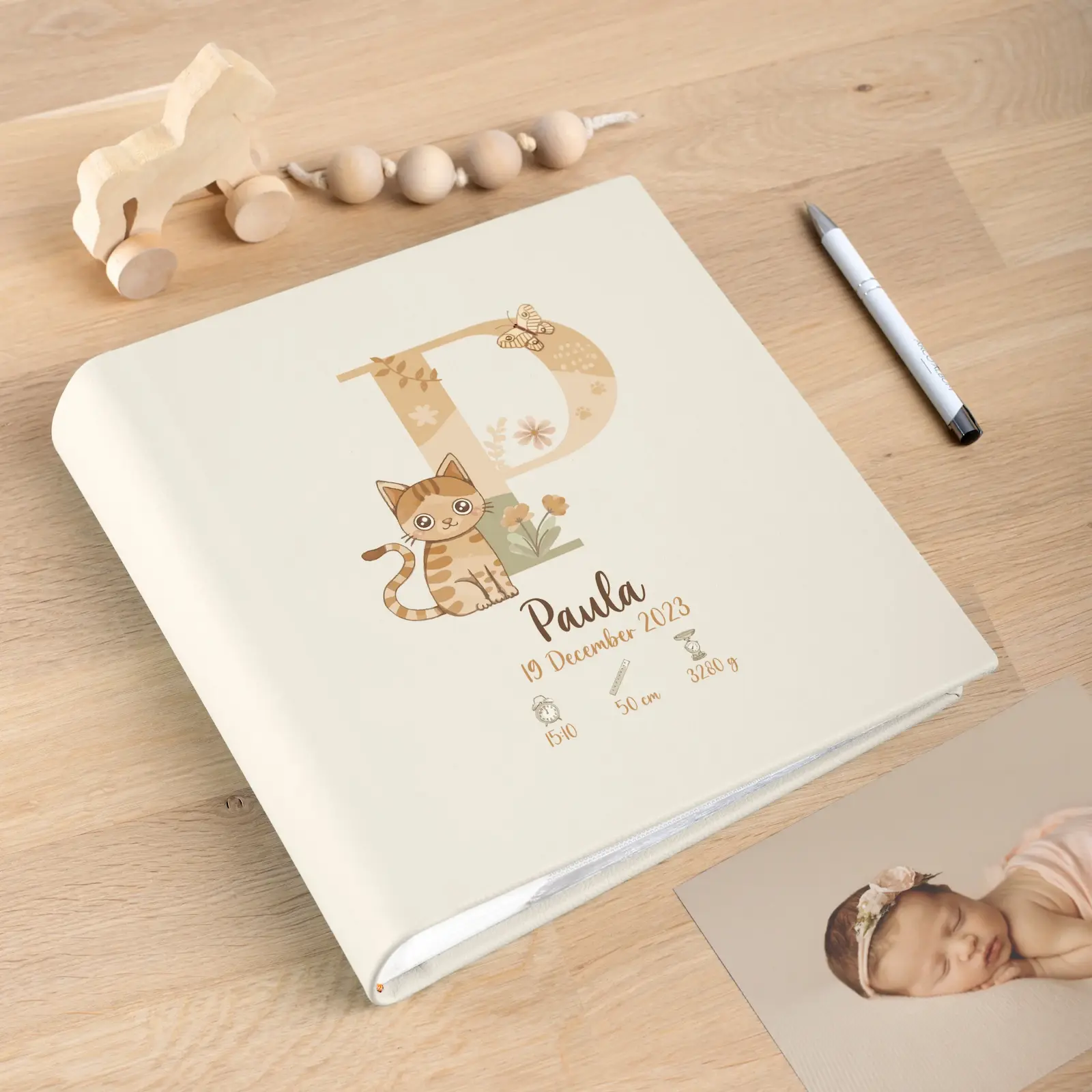 Eco Leather Baby Slip In Photo Album for 200 4x6 or 5x7 Photos UV - Image 4
