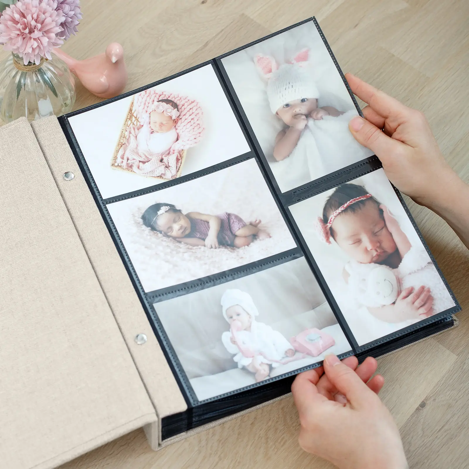 Linen Slip In Baby Photo Album for 100-1000 4x6 Photos - Image 2