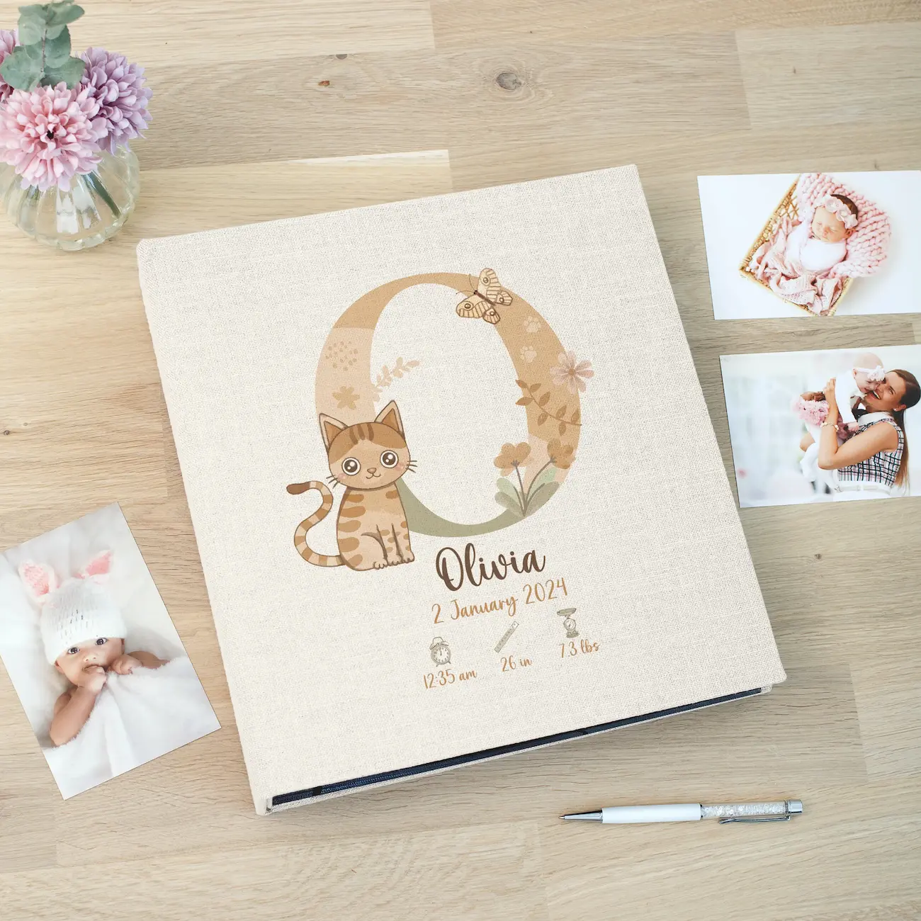 Linen Slip In Baby Photo Album for 100-1000 4x6 Photos - Image 4