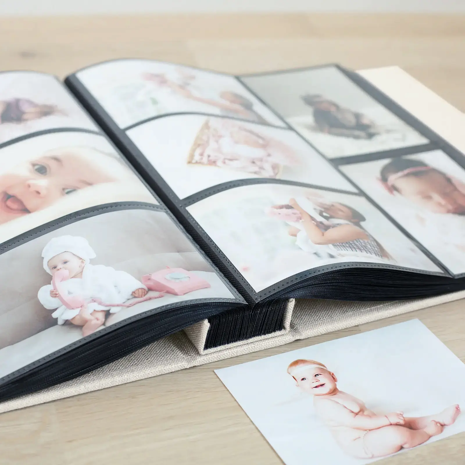 Linen Slip In Baby Photo Album for 100-1000 4x6 Photos - Image 6