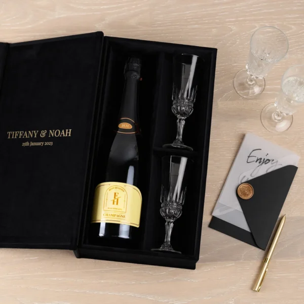 Velvet Wine Box for Bottle and 2 Glases