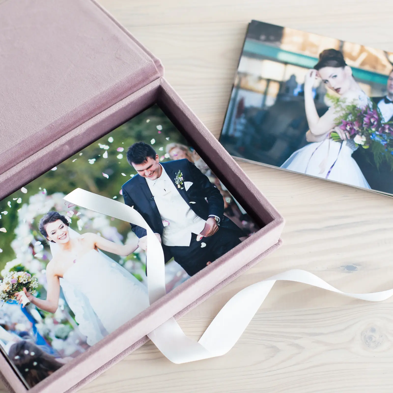 Velvet Folio Box with 20 Printed Photocards, Ribbon Closure - Image 5