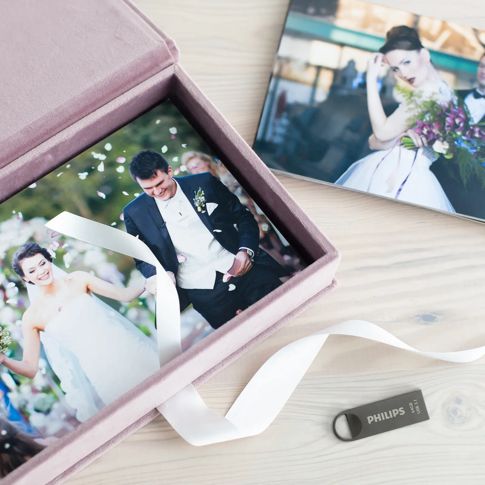 Velvet Folio Box with 20 Printed Photocards, Ribbon Closure - Image 7