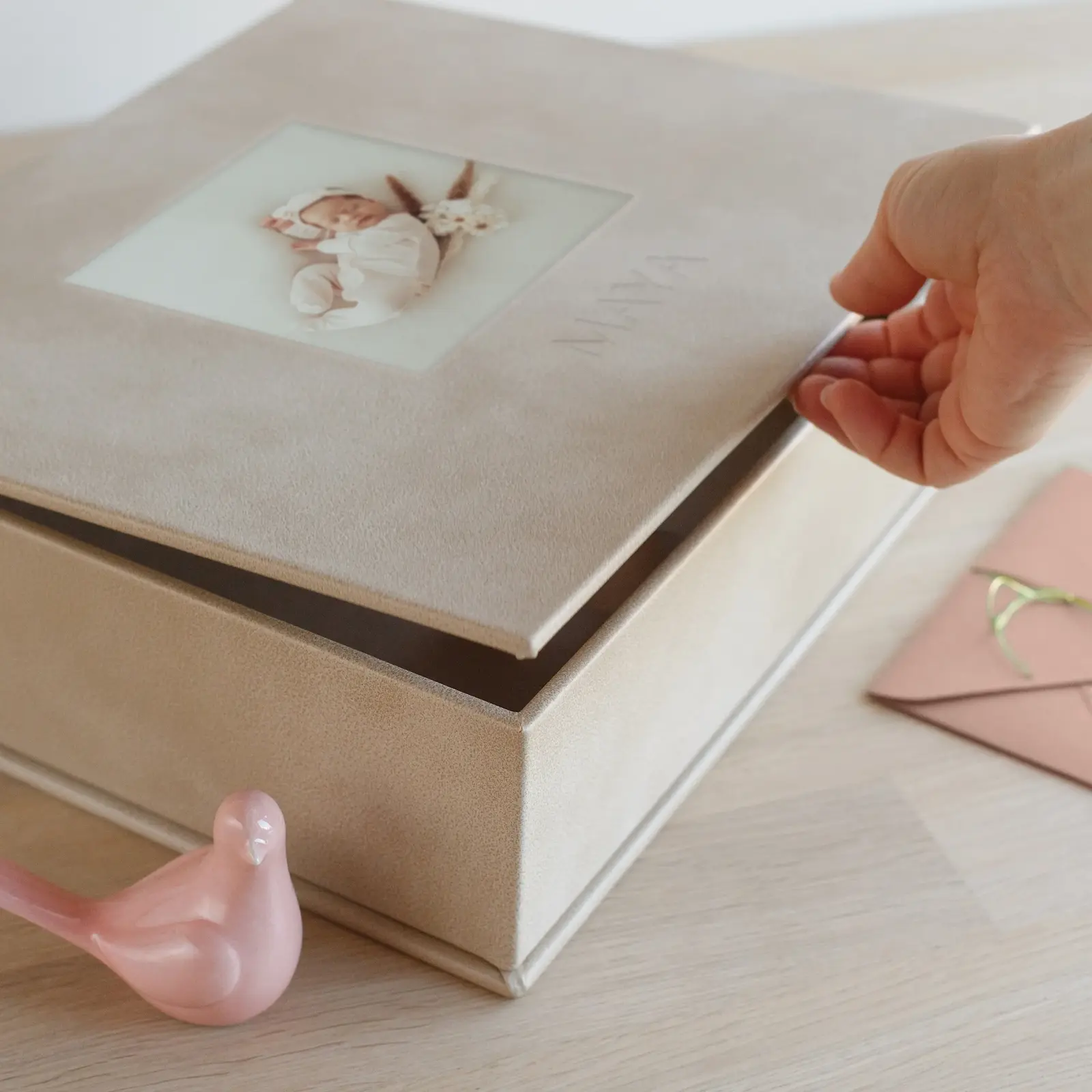 Eco Leather Baby Keepsake Box, Photo Window - Image 3