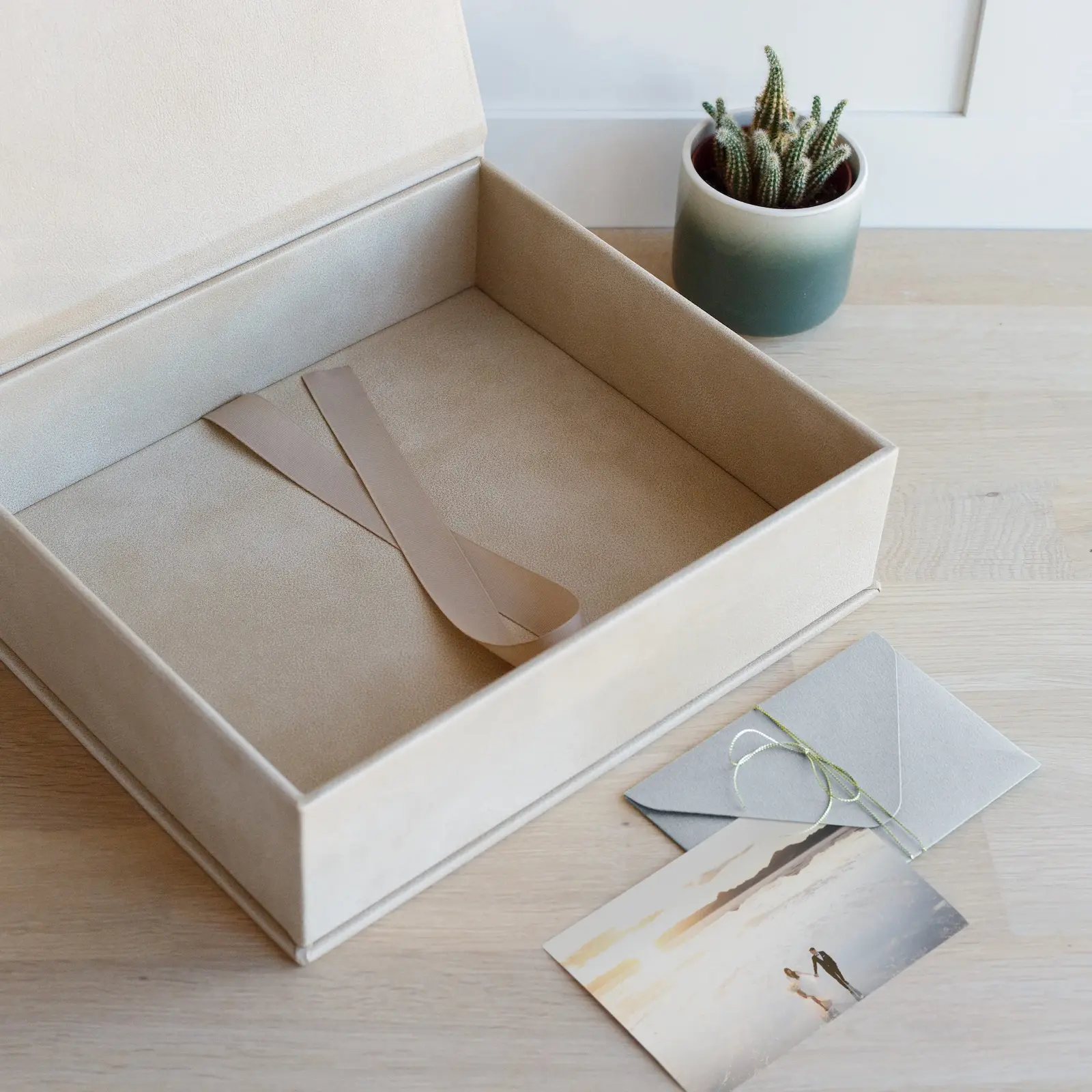 Eco Leather Wedding Keepsake Box, Photo Window - Image 6