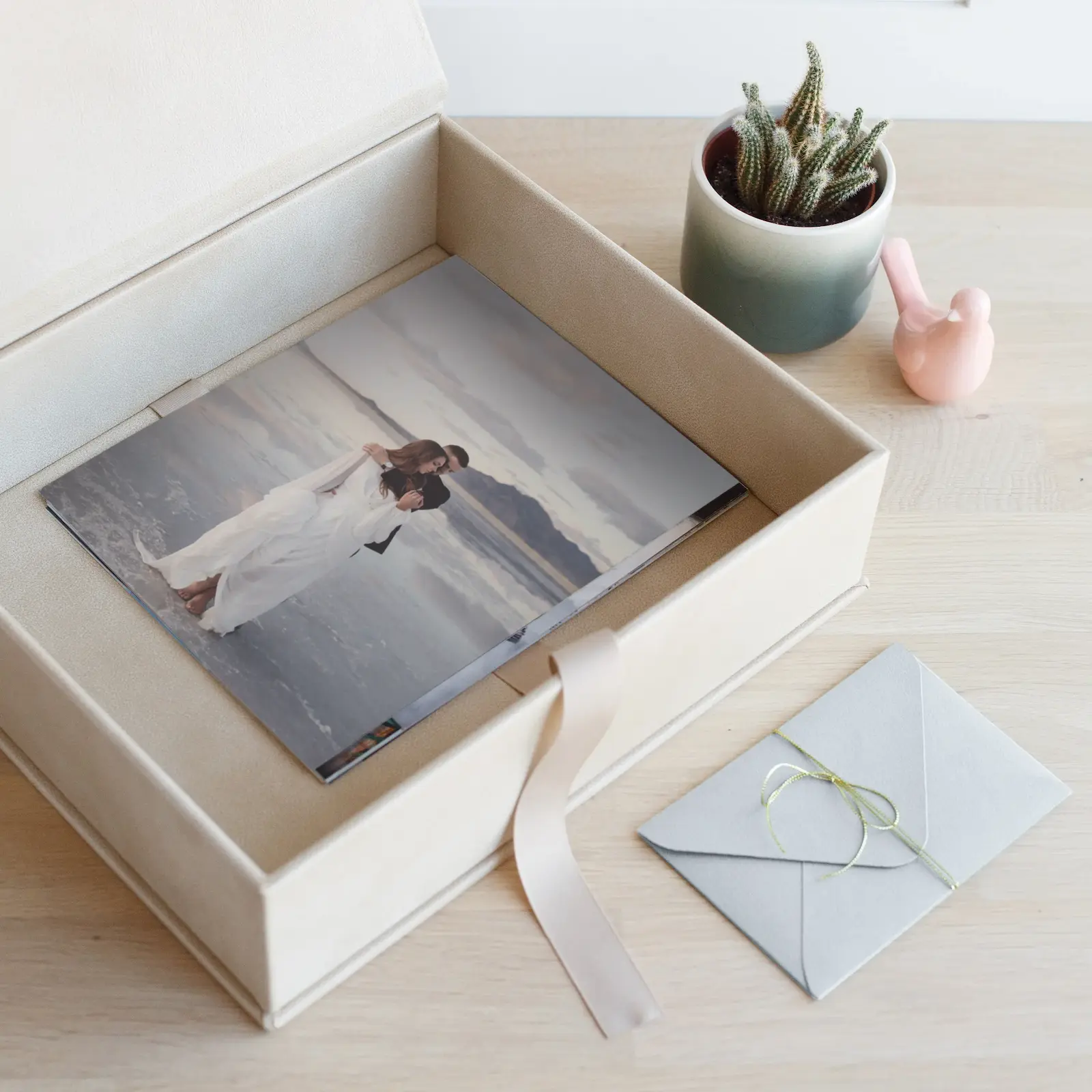 Eco Leather Wedding Keepsake Box, Photo Window - Image 2