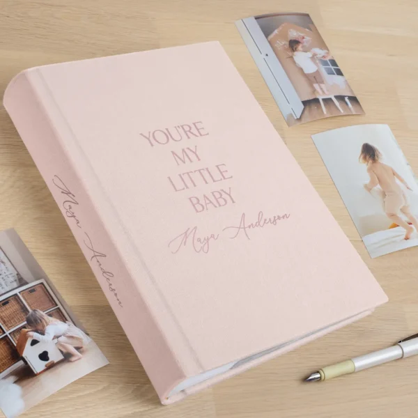 Linen Baby Slip In Photo Album for 300 4x6 Photos