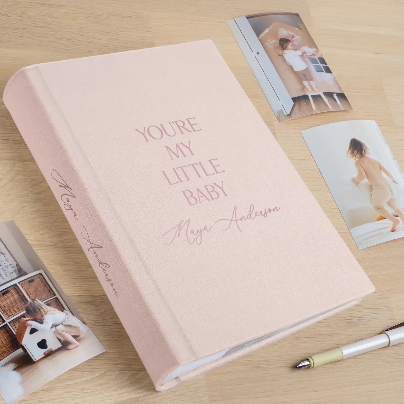 Linen Baby Slip In Photo Album for 300 4x6 Photos